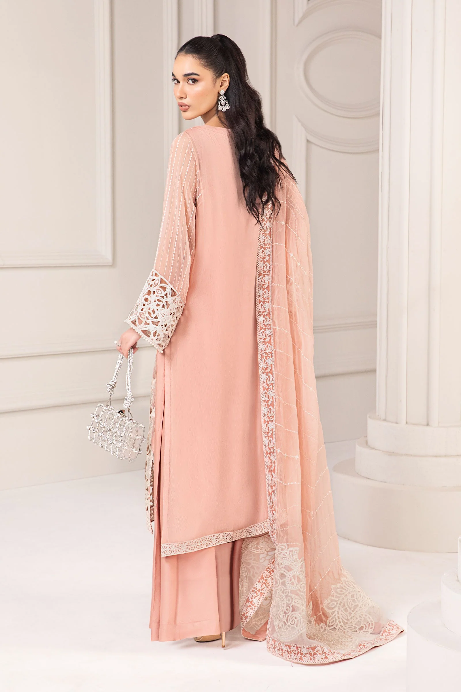 3 Piece Embroidered Chiffon Suit - Image 6