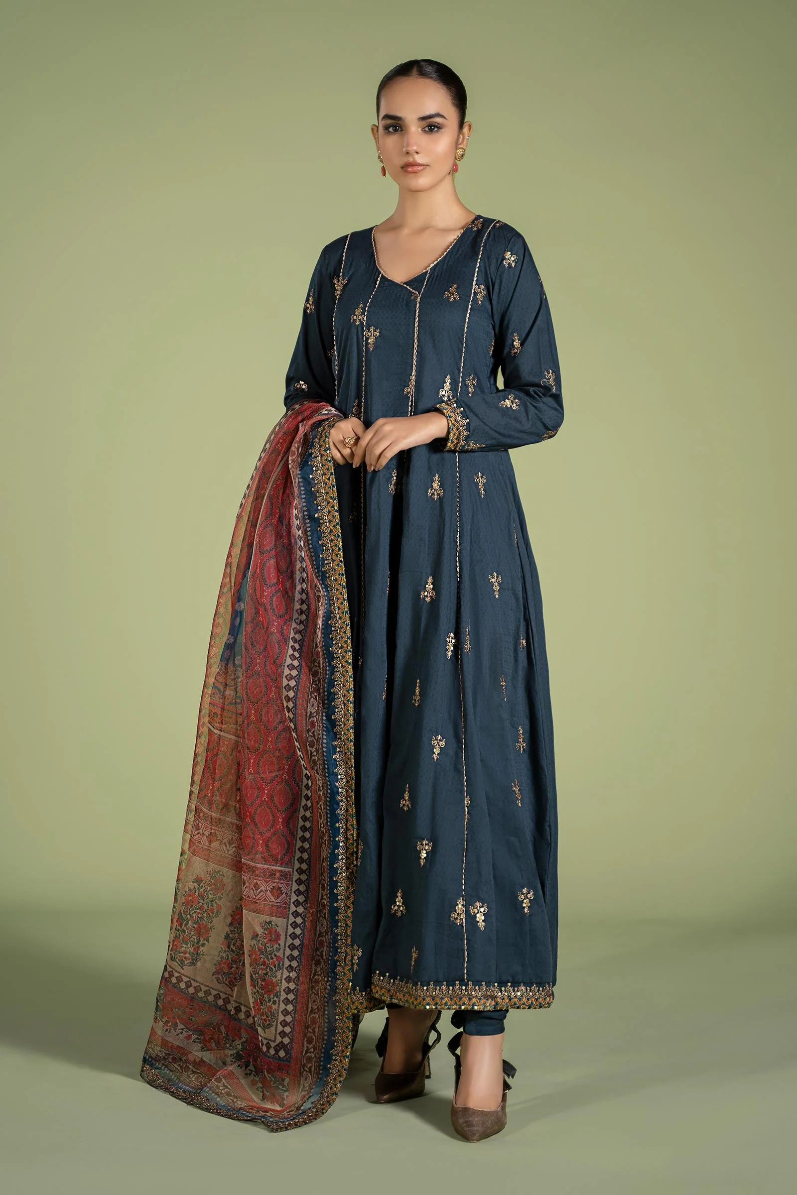 3 Piece Embroidered Dobby Suit