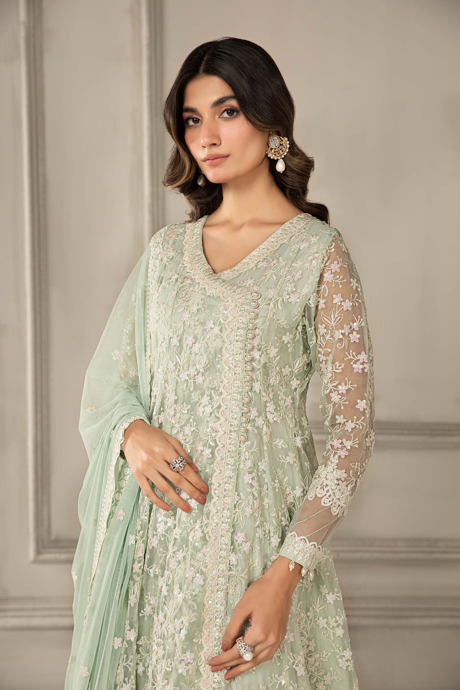 3 Piece Embroidered Organza Suit - Image 3