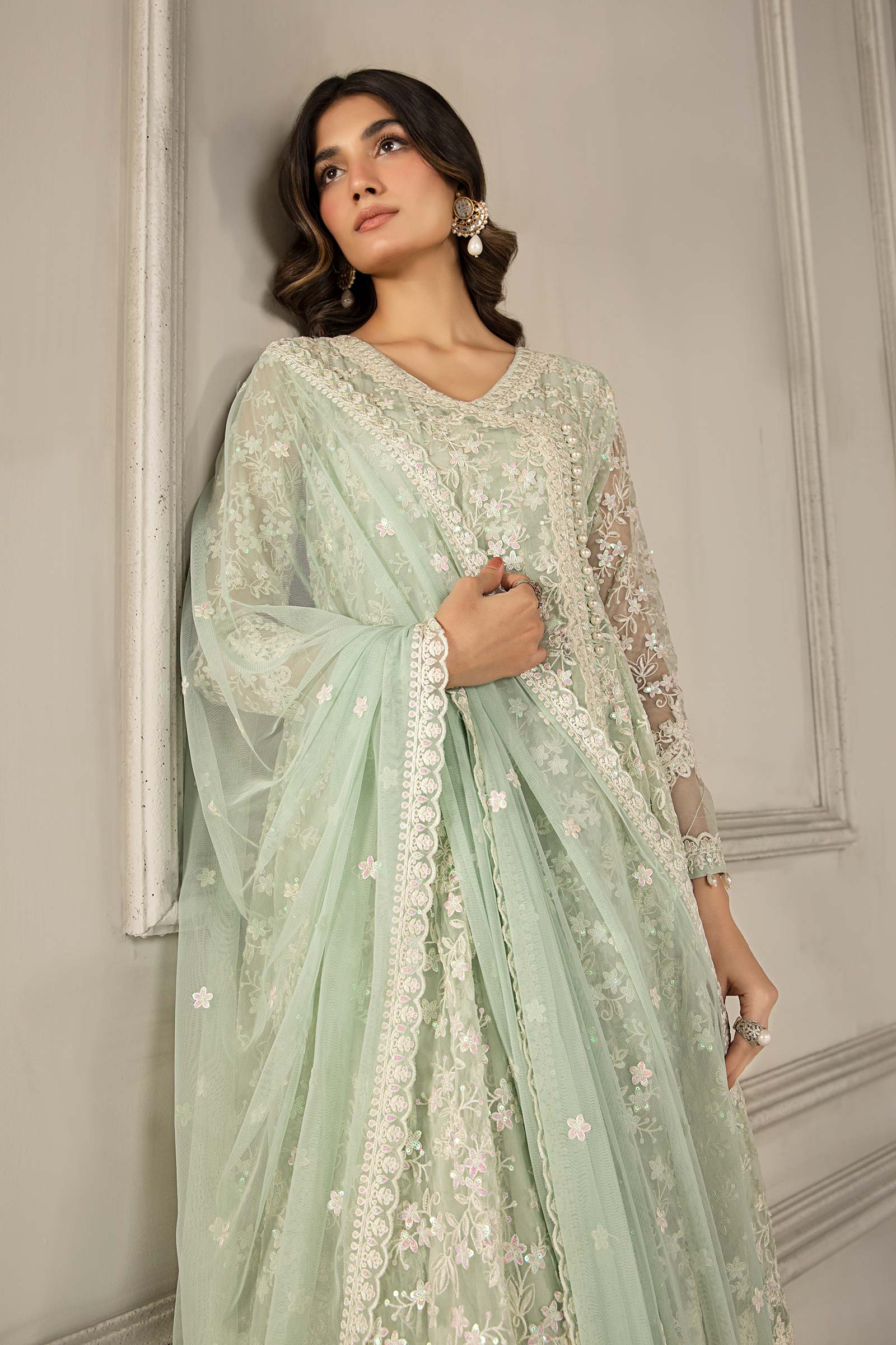3 Piece Embroidered Organza Suit - Image 4
