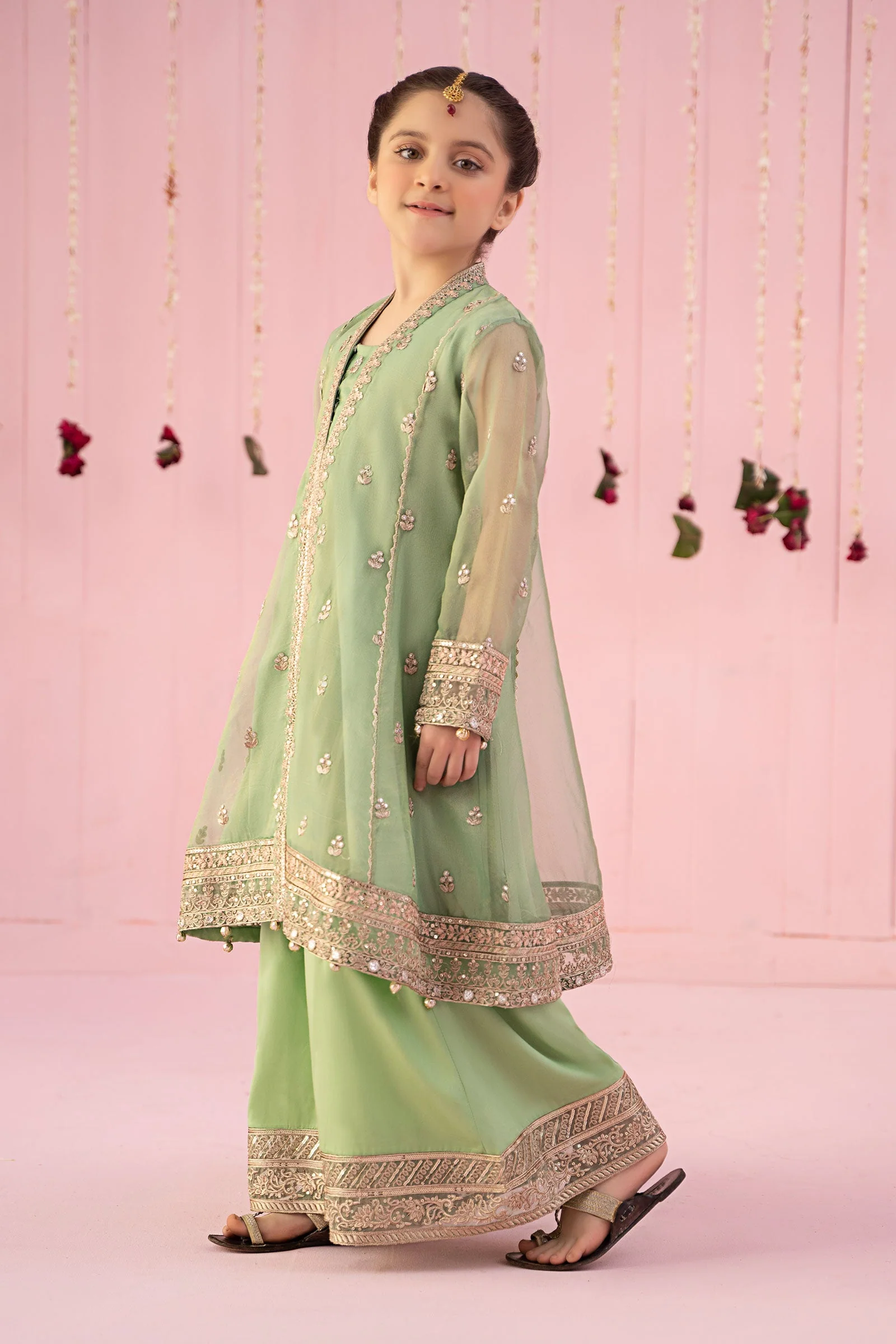 3 Piece Embroidered Zari Line Organza Suit - Image 6