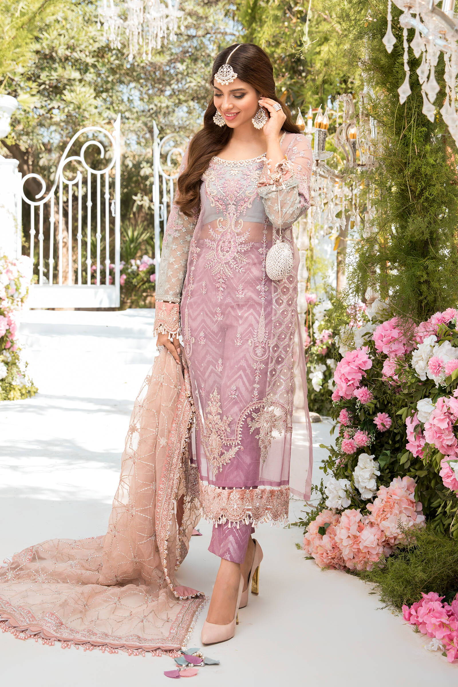 Unstitched MBROIDERED - Shades of Lilac Pink and Blue grey (BD-2105) - Image 2