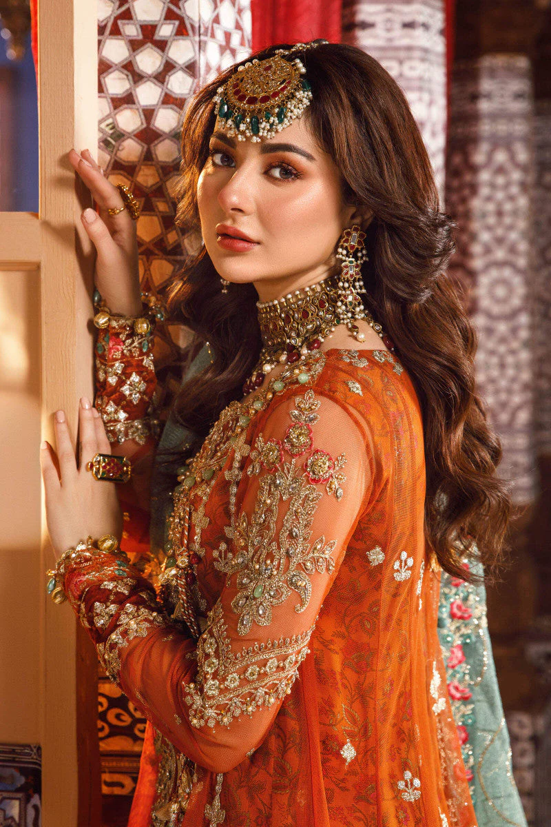 Unstitched MBROIDERED - Burnt Orange, Fuchsia Pink (BD-2506) - Image 2