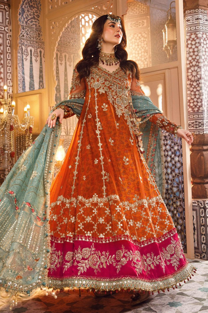 Unstitched MBROIDERED - Burnt Orange, Fuchsia Pink (BD-2506) - Image 3