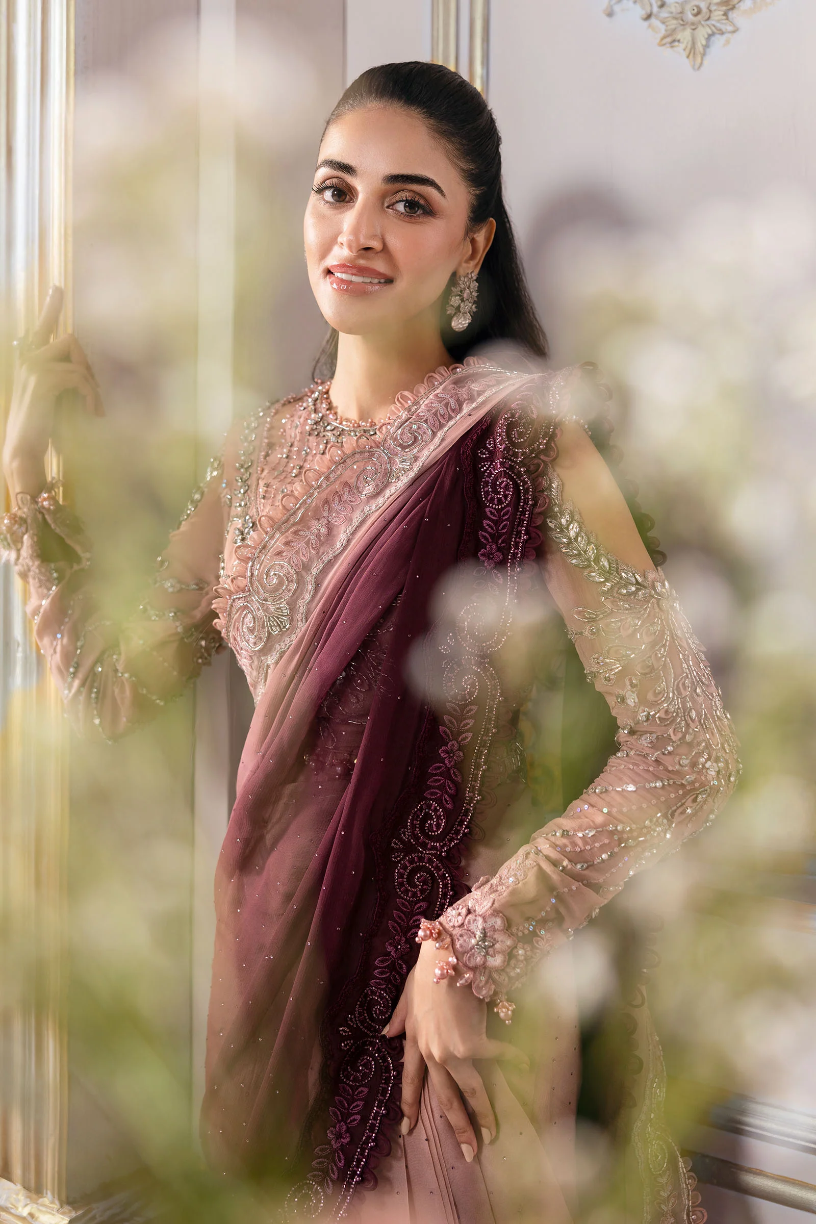 Unstitched Embroidered Chiffon Saree | BD-3001 - Image 6