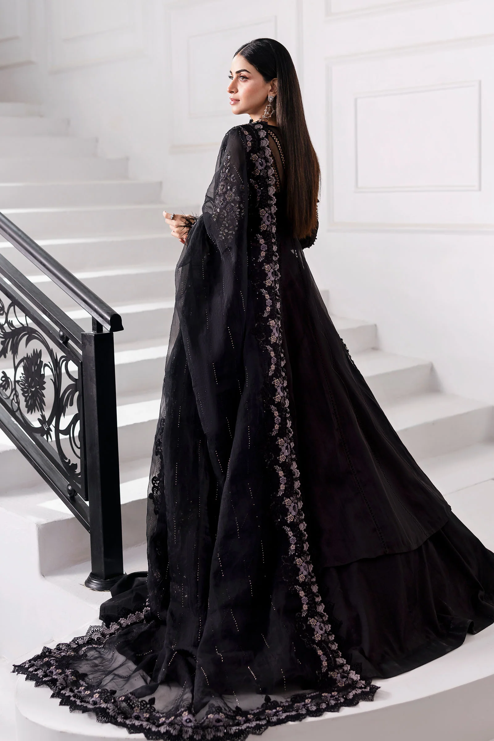 3 Piece Unstitched Embroidered Organza Suit | BD-3004 - Image 16