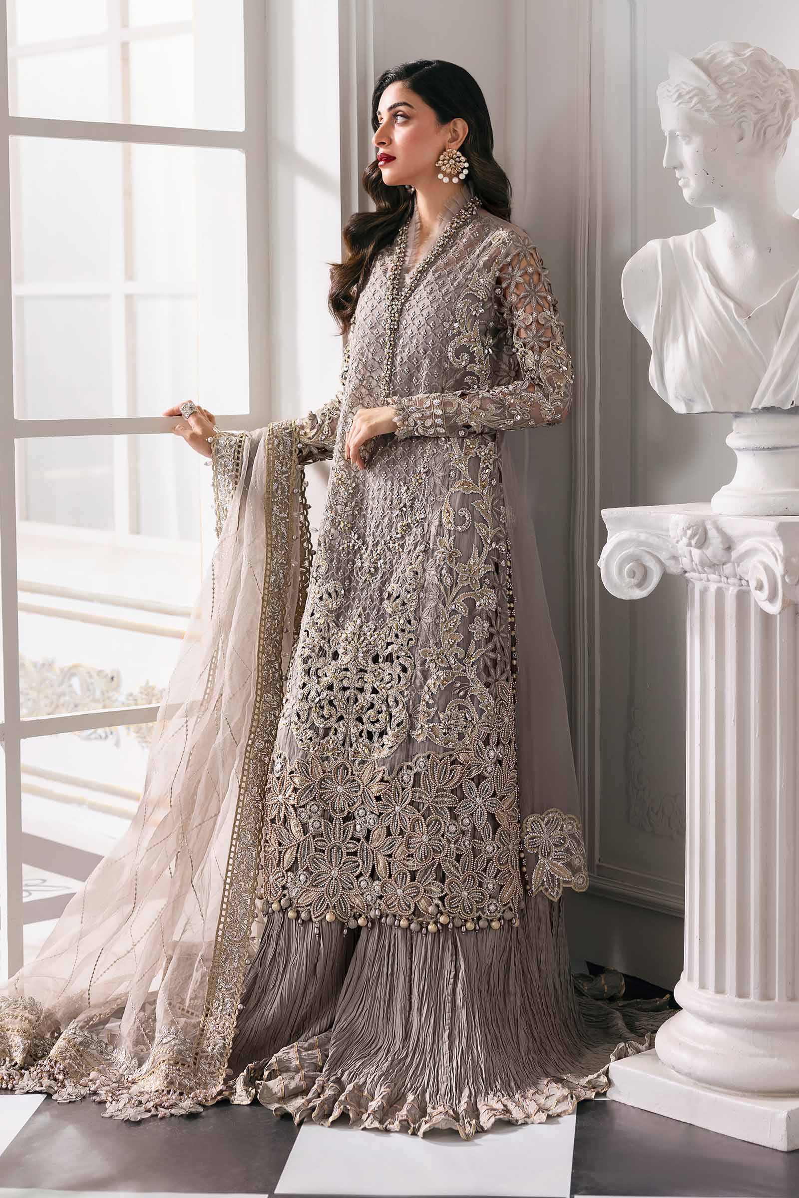 3 Piece Unstitched Embroidered Organza Suit | BD-3006 - Image 11