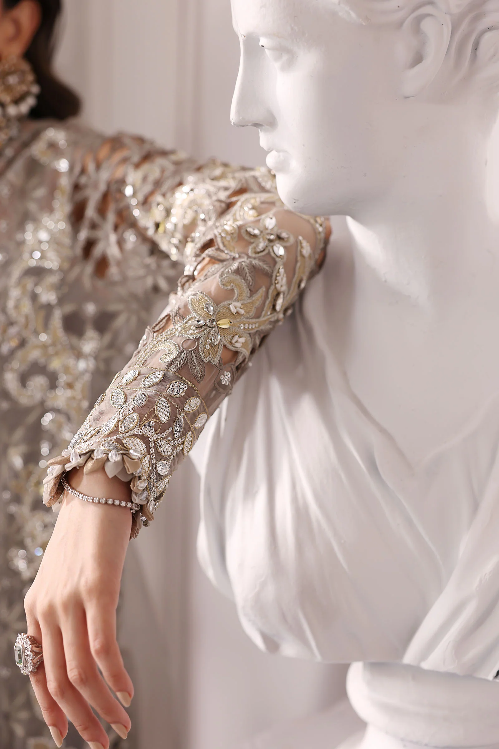 3 Piece Unstitched Embroidered Organza Suit | BD-3006 - Image 8