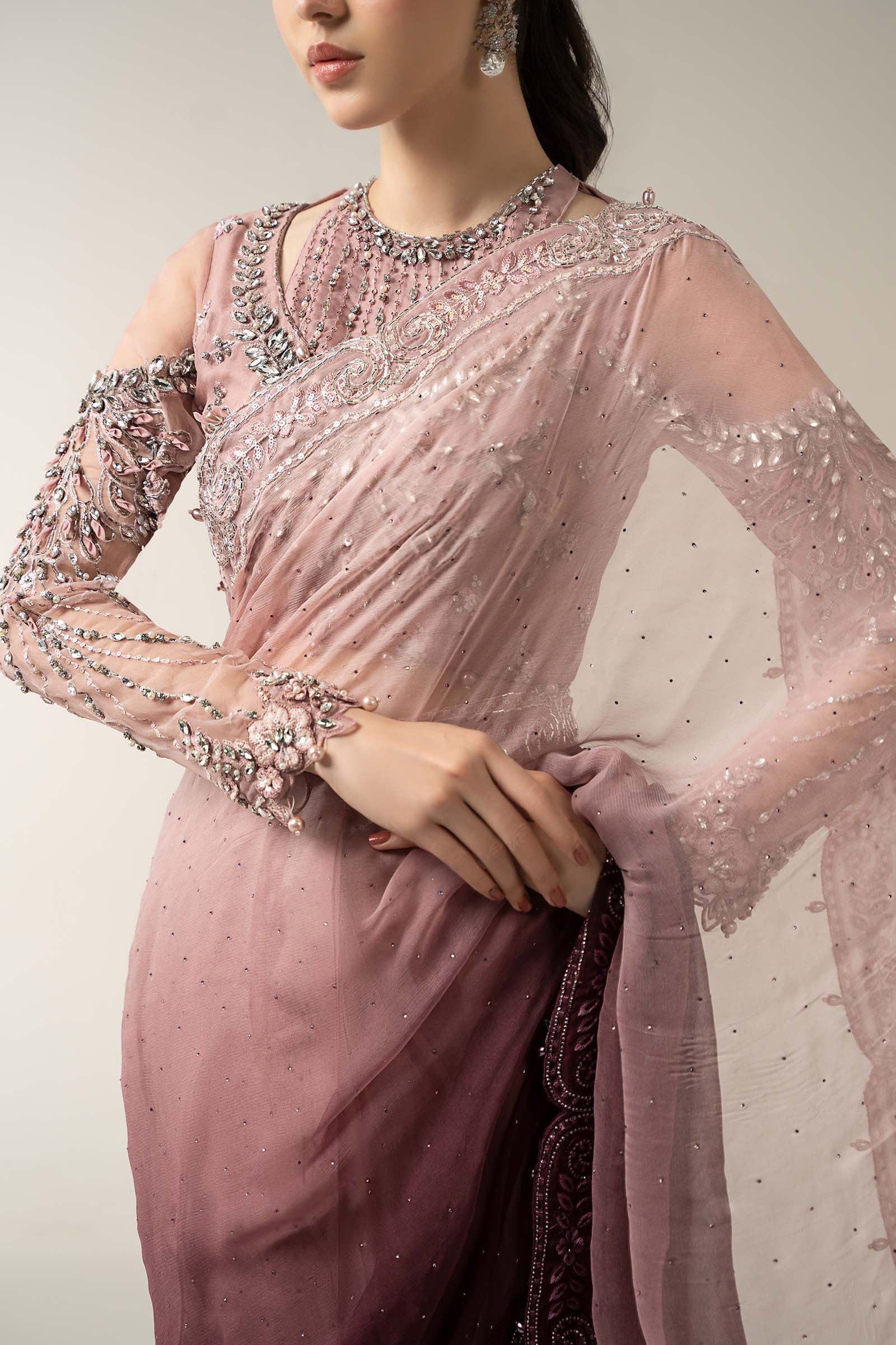 Embroidered Chiffon Saree | BDS-3001 - Image 5