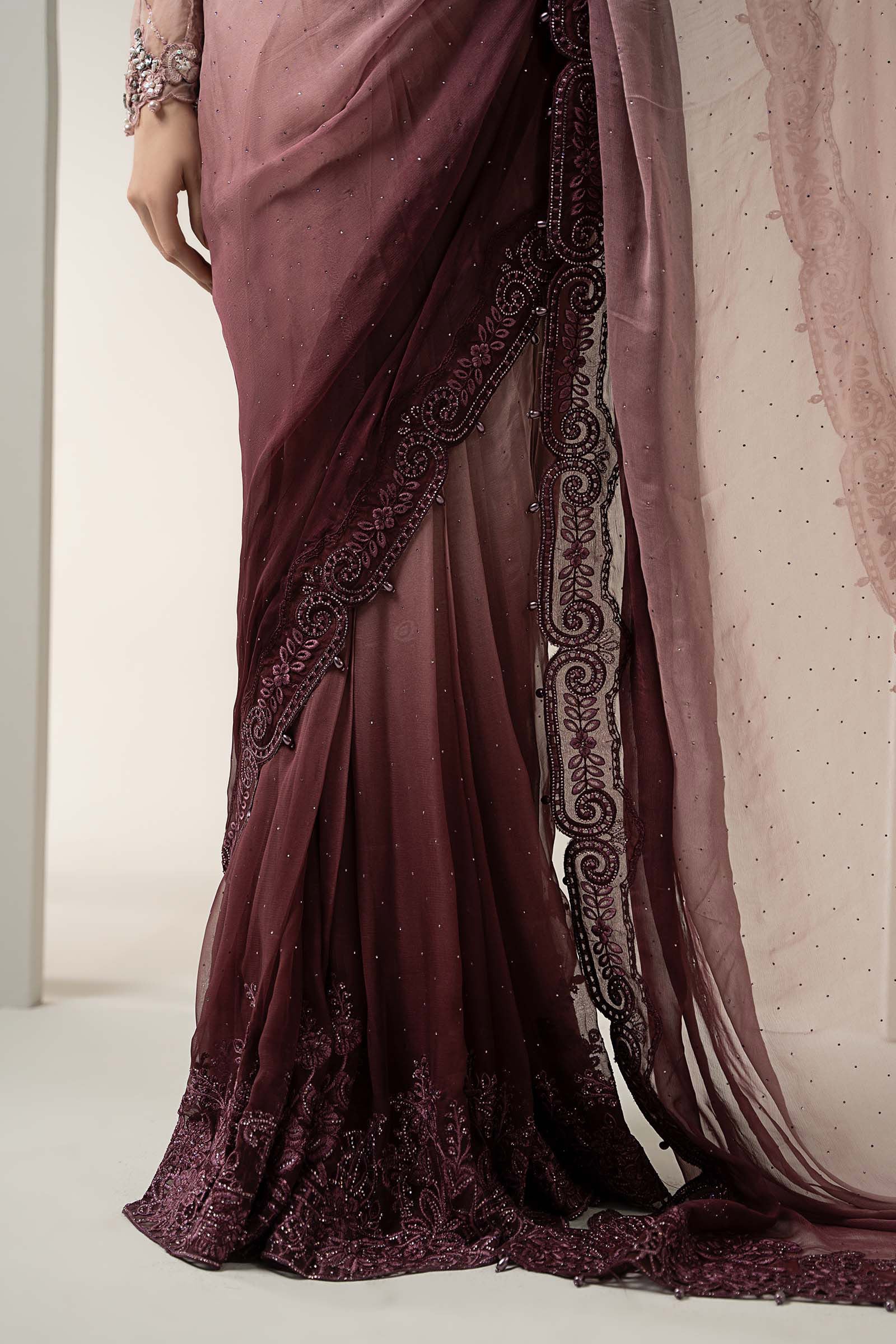 Embroidered Chiffon Saree | BDS-3001 - Image 7
