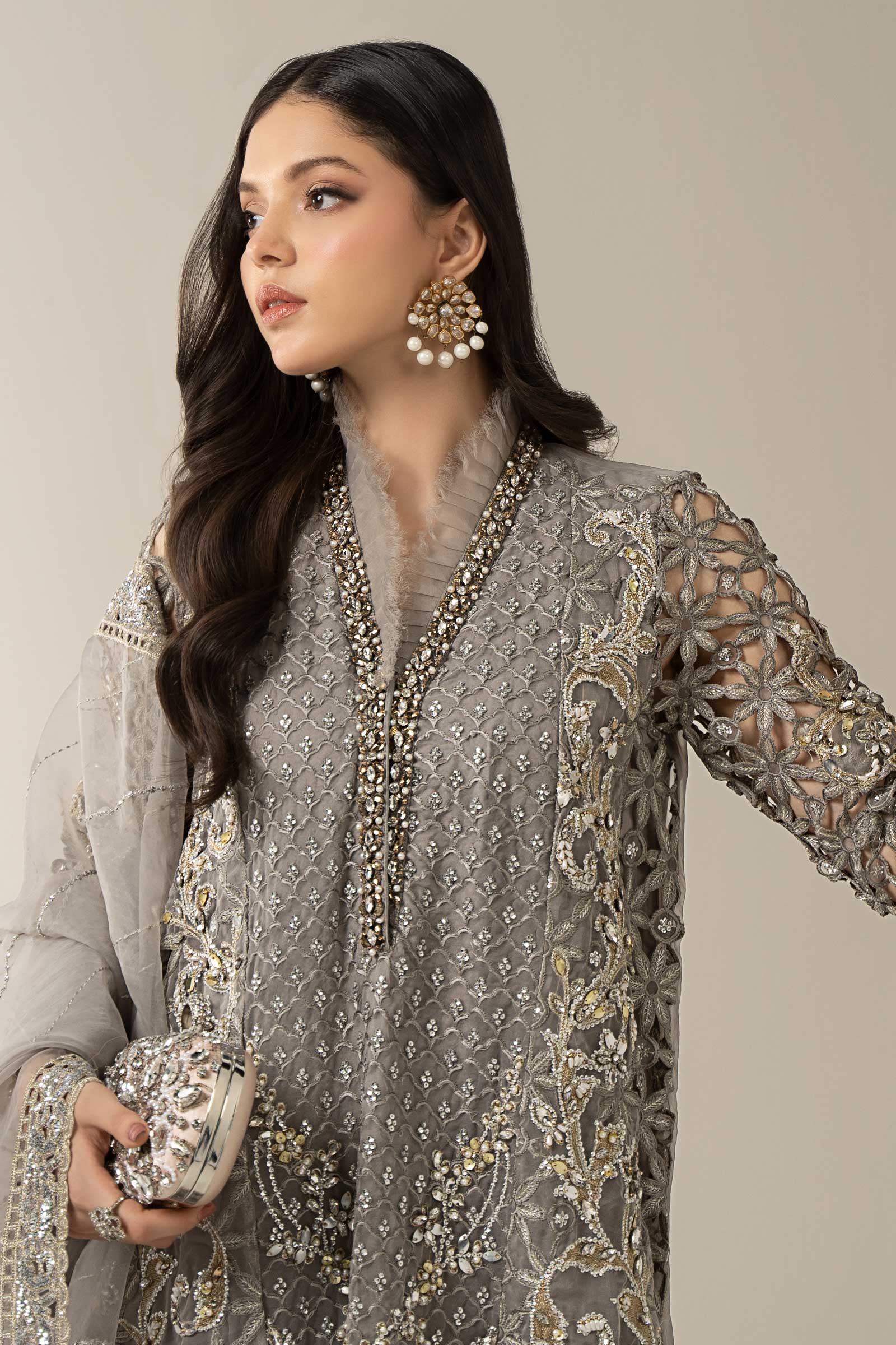 3 Piece Embroidered Organza Suit | BDS-3006 - Image 3