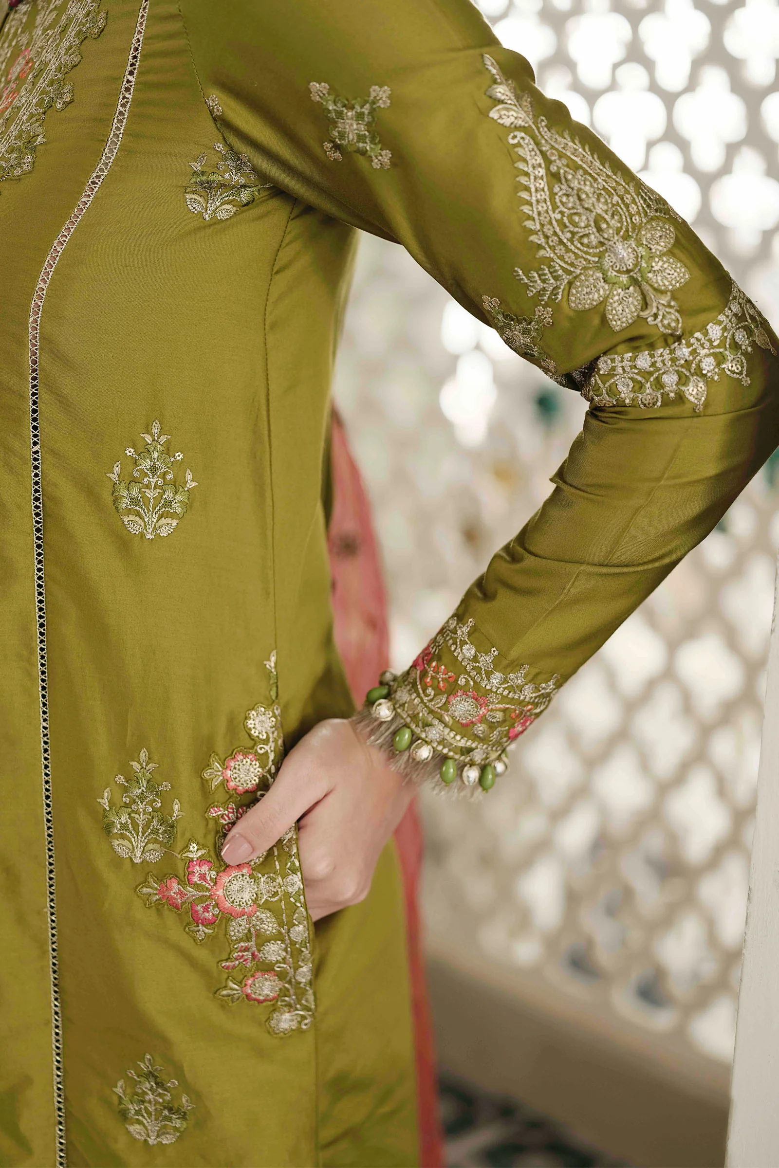 Unstitched Sateen - Lime Green CST-607 - Image 6