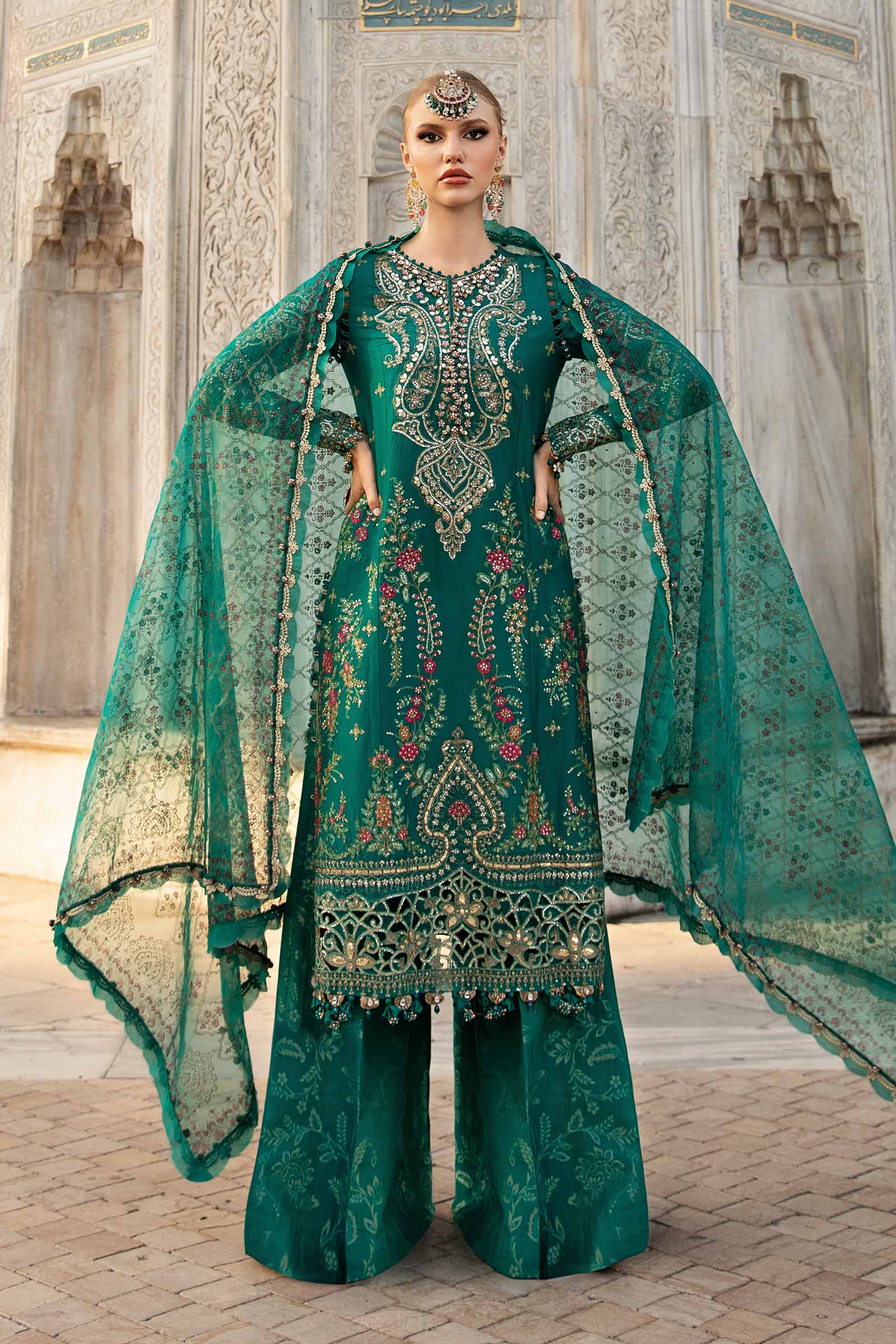Unstitched Embroidered Cotton Satin Suit | CST-805 - Image 2