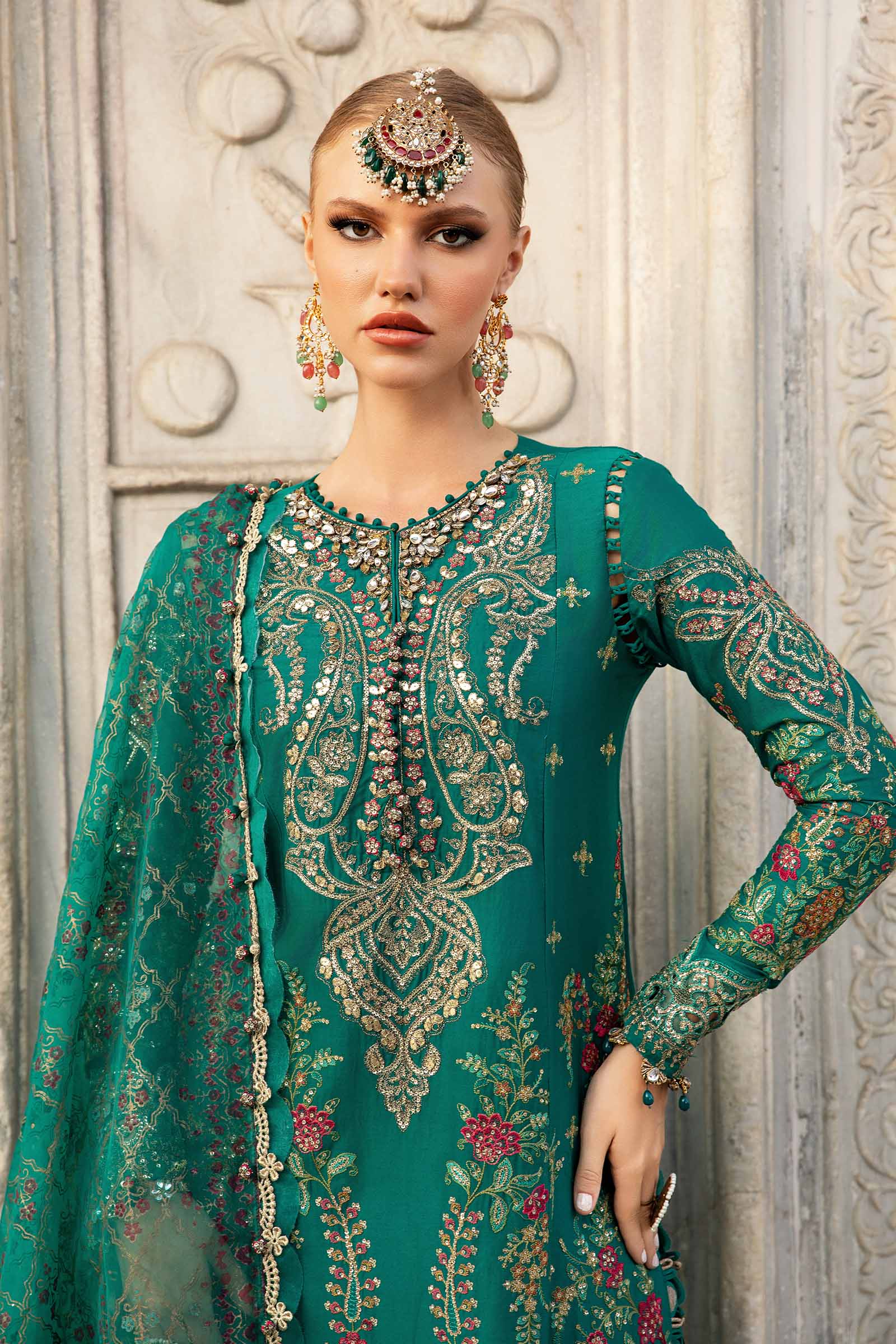 Unstitched Embroidered Cotton Satin Suit | CST-805 - Image 4