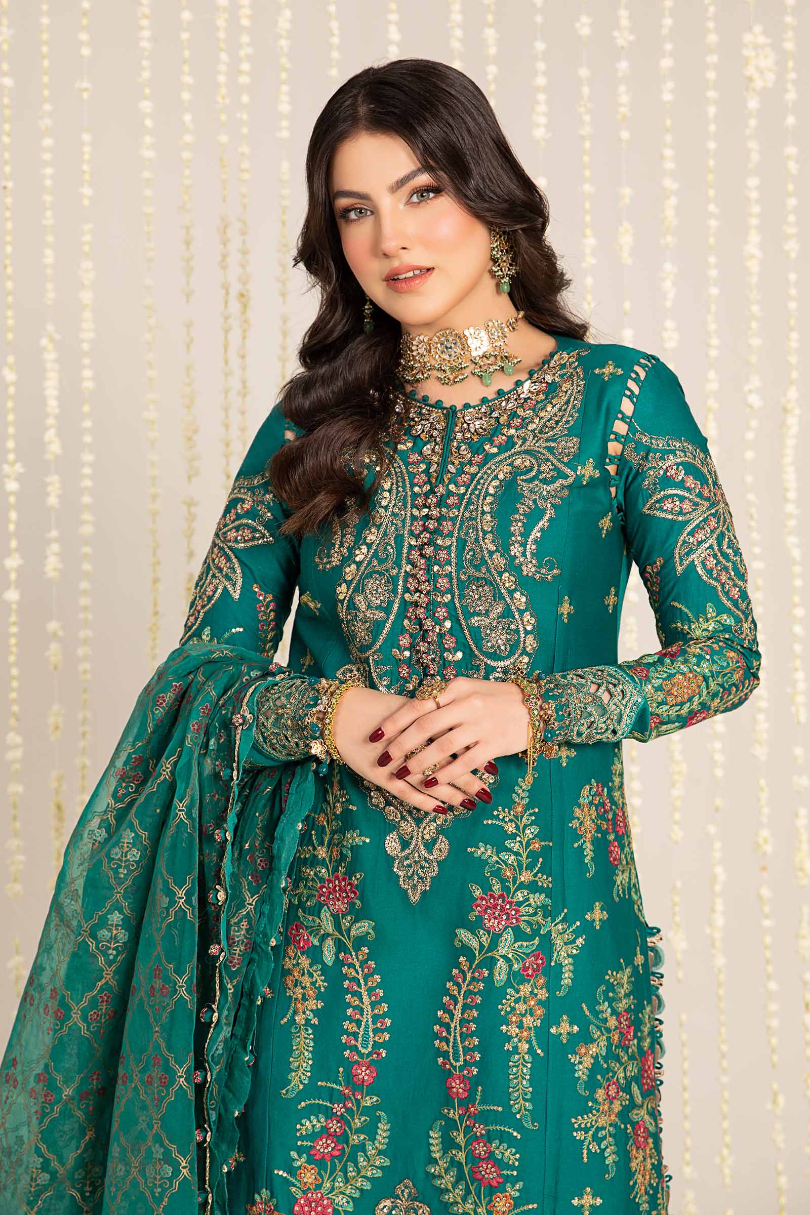 Unstitched Embroidered Cotton Satin Suit | CST-805 - Image 6