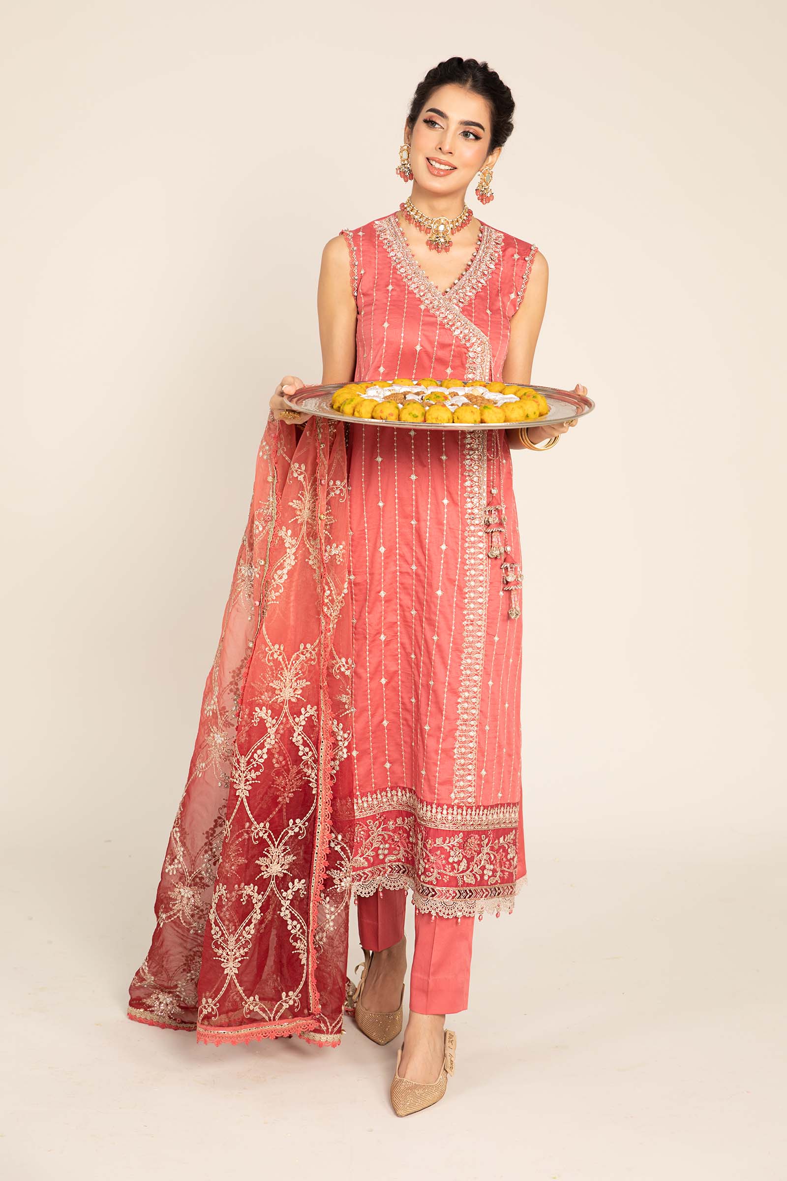 Unstitched Embroidered Cotton Satin Suit | CST-809 - Image 11