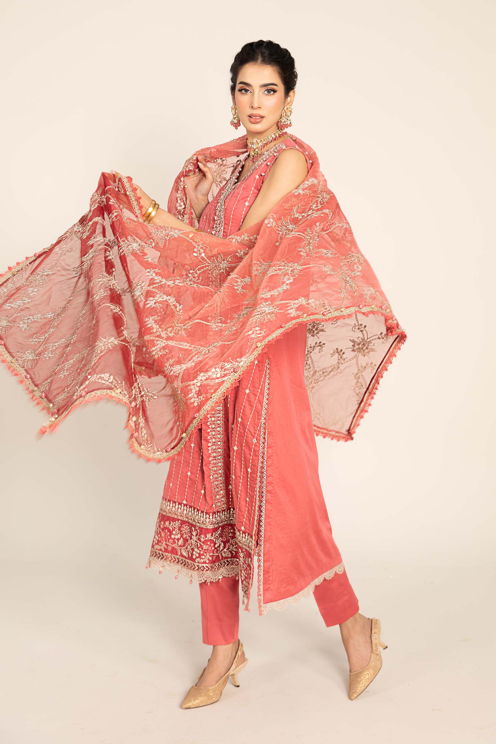 Unstitched Embroidered Cotton Satin Suit | CST-809 - Image 12