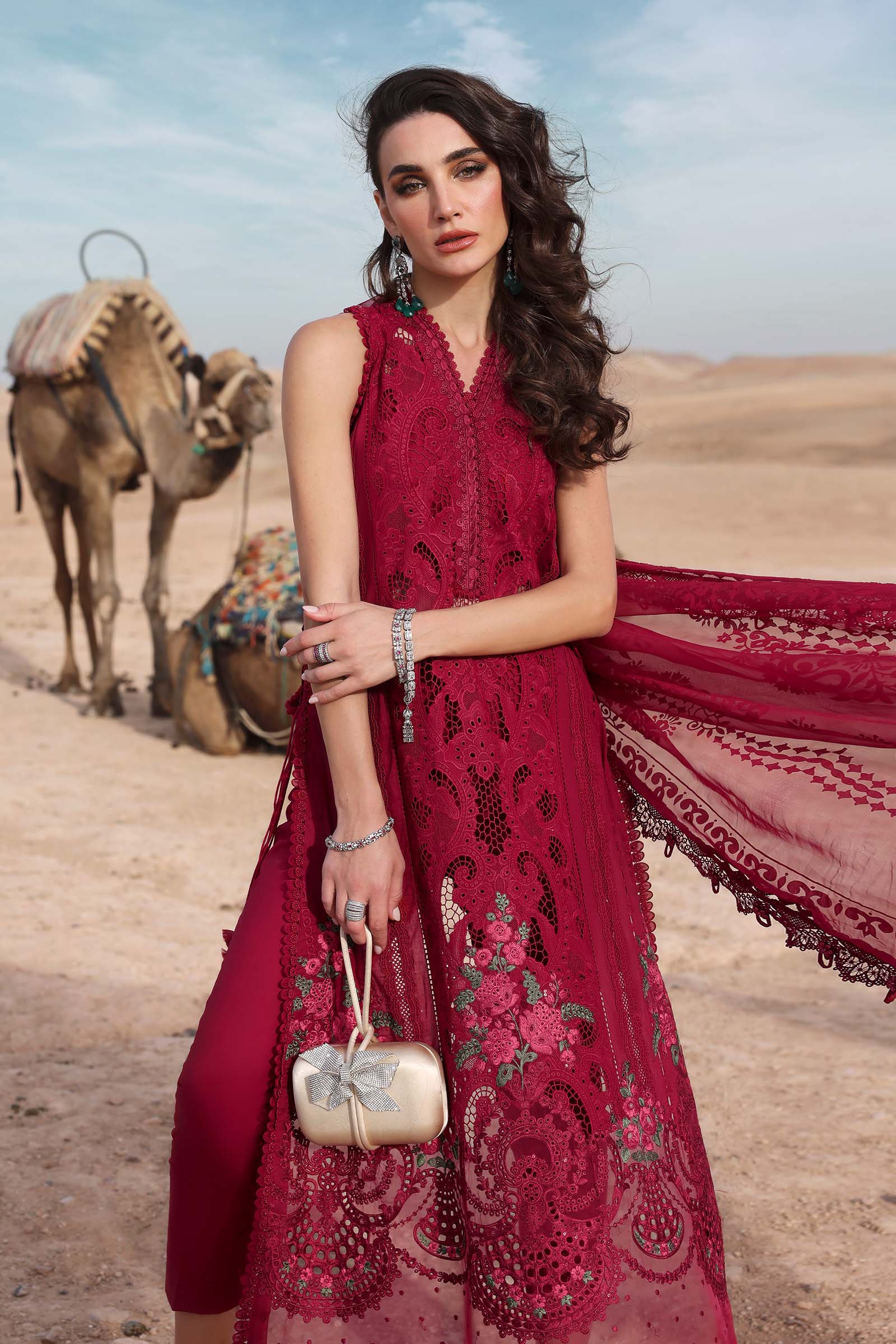 3 Piece Unstitched Embroidered Lawn Suit | D-2504-A - Image 2