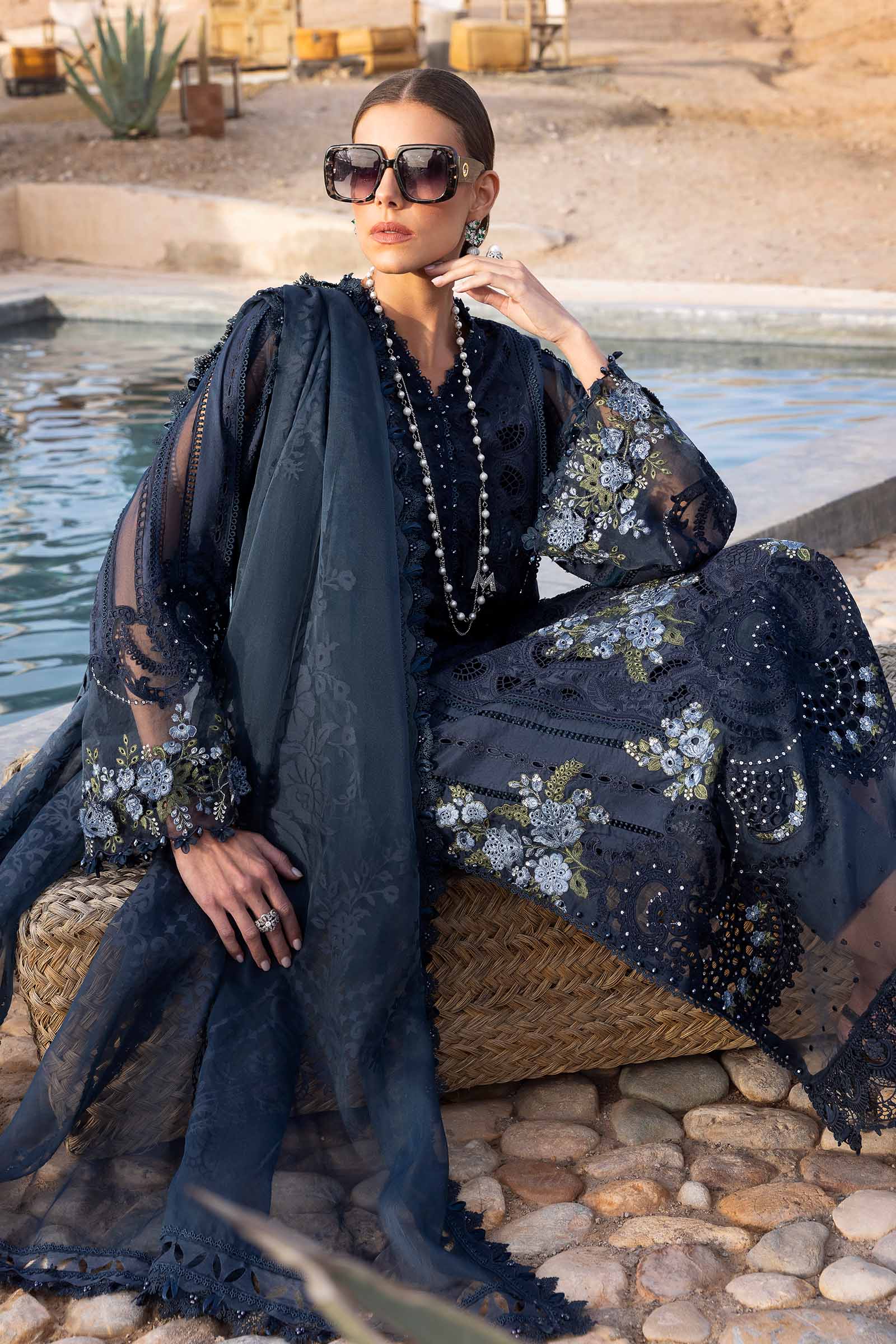 3 Piece Unstitched Embroidered Lawn Suit | D-2504-B - Image 5