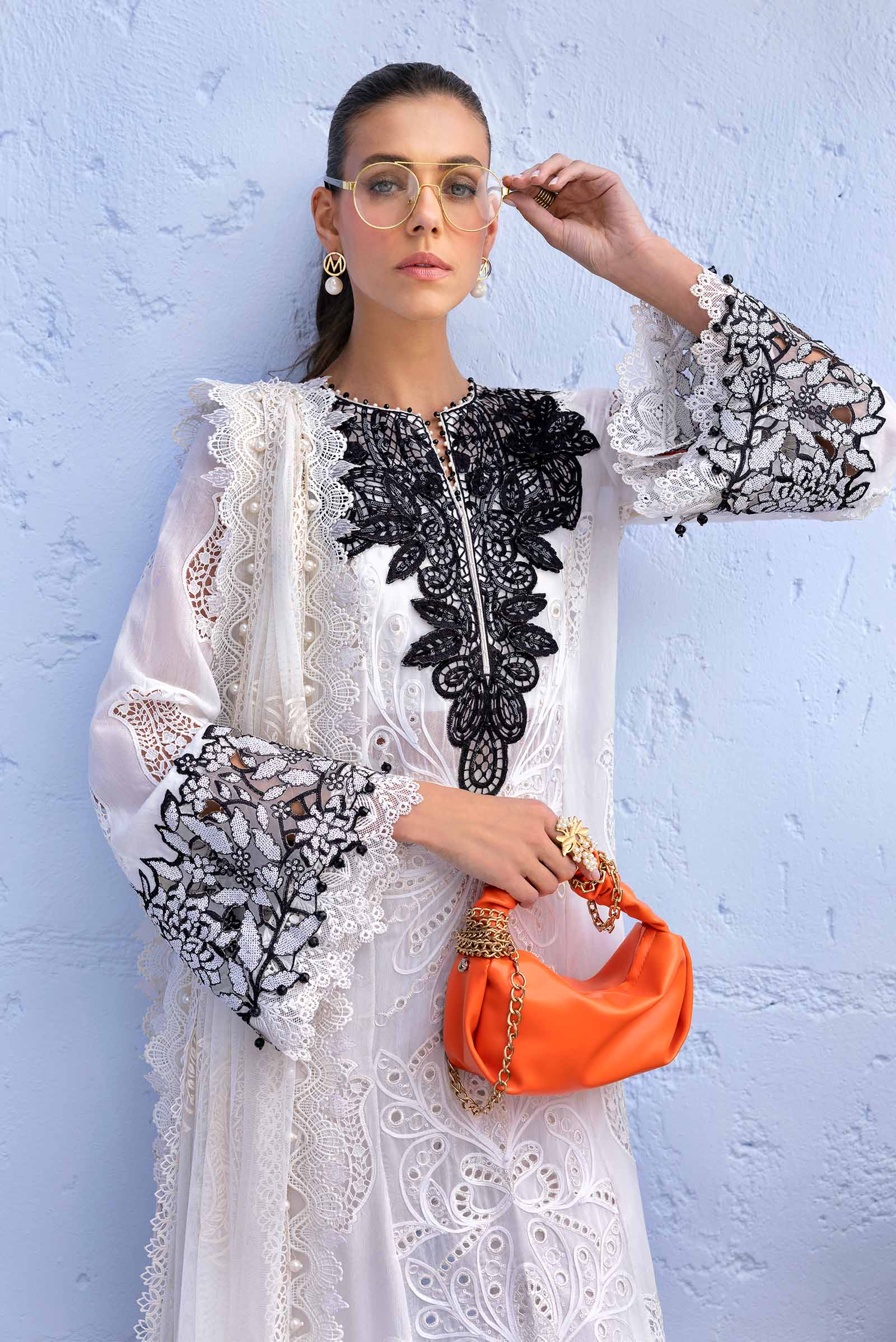 3 Piece Unstitched Embroidered Paper Cotton Suit | D-2505-A - Image 3