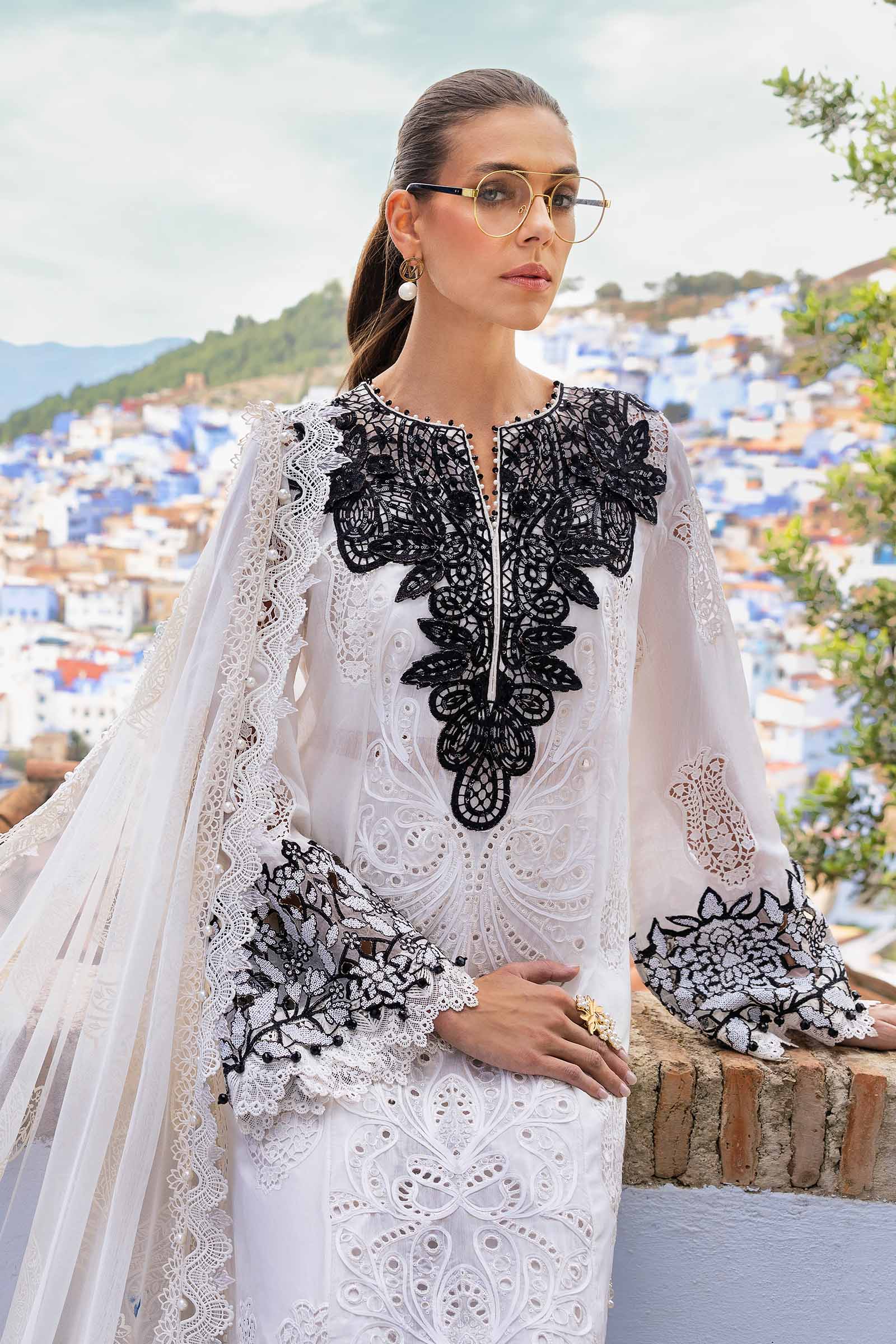 3 Piece Unstitched Embroidered Paper Cotton Suit | D-2505-A - Image 4