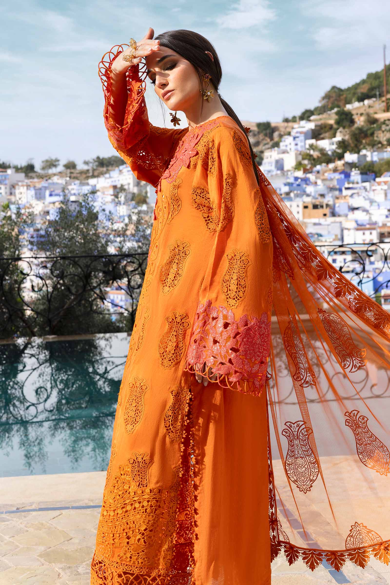 3 Piece Unstitched Embroidered Paper Cotton Suit | D-2505-B - Image 5