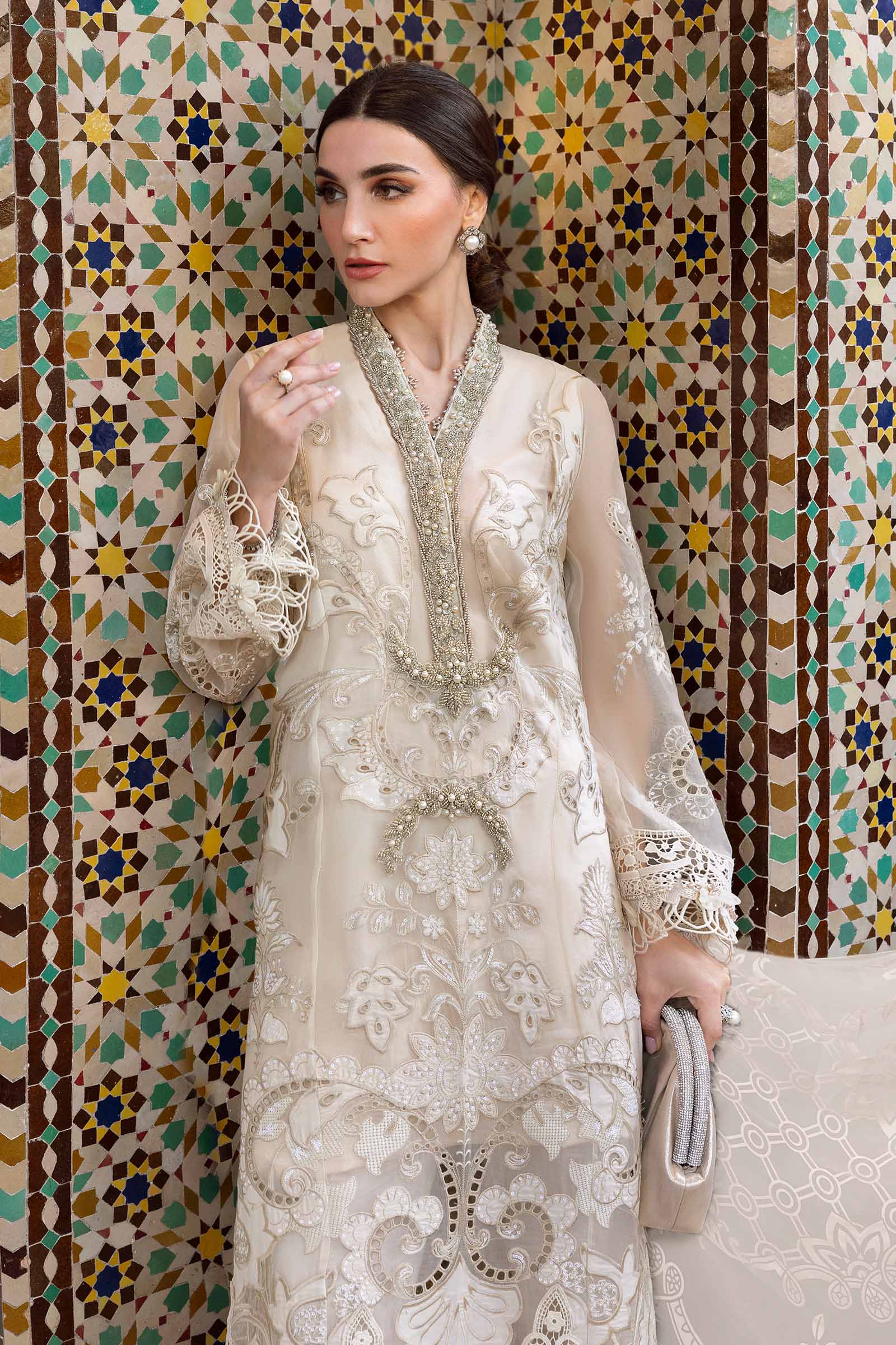 3 Piece Unstitched Embroidered Organza Suit | D-2506-A - Image 2