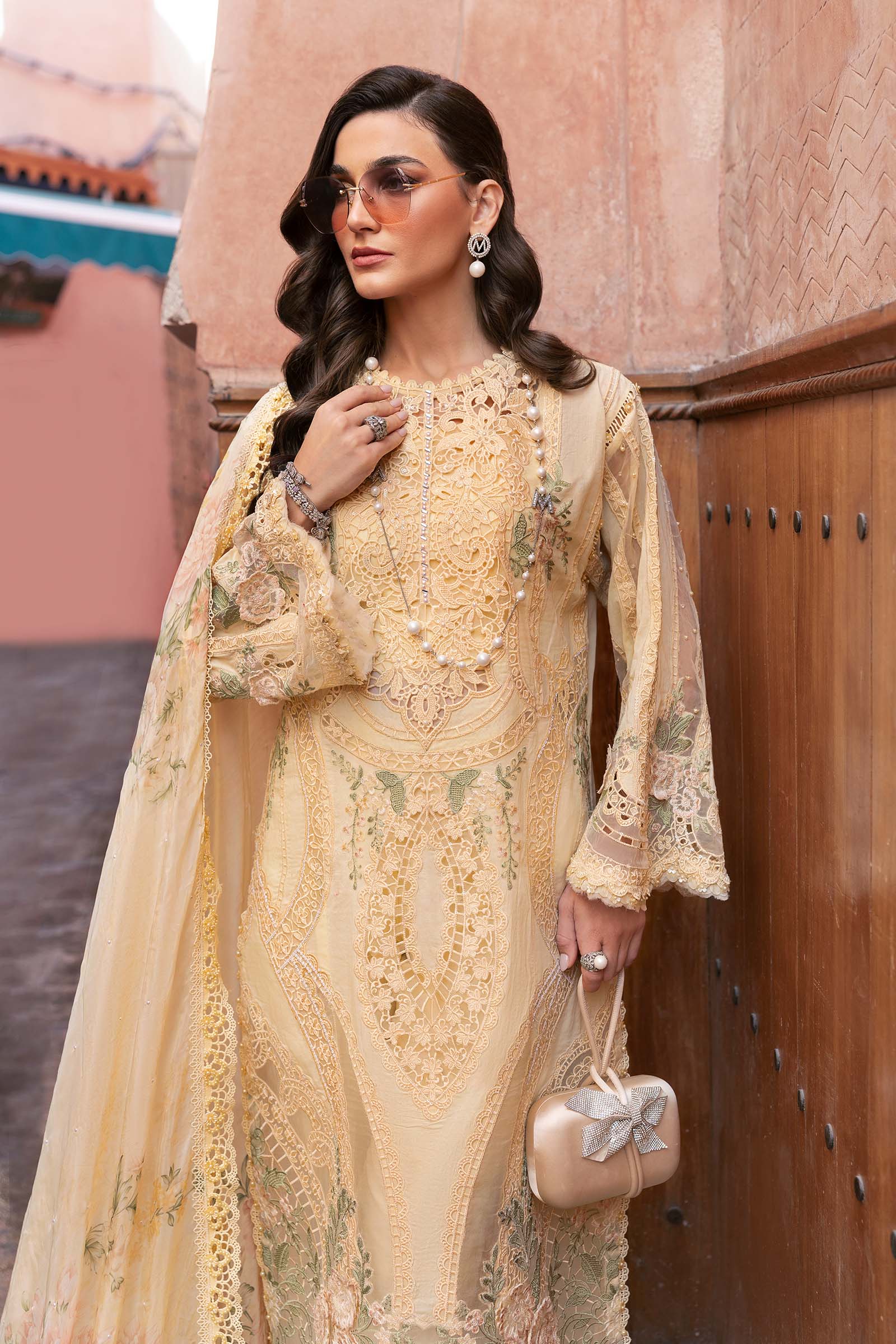 3 Piece Unstitched Embroidered Organza Suit | D-2509-A - Image 2