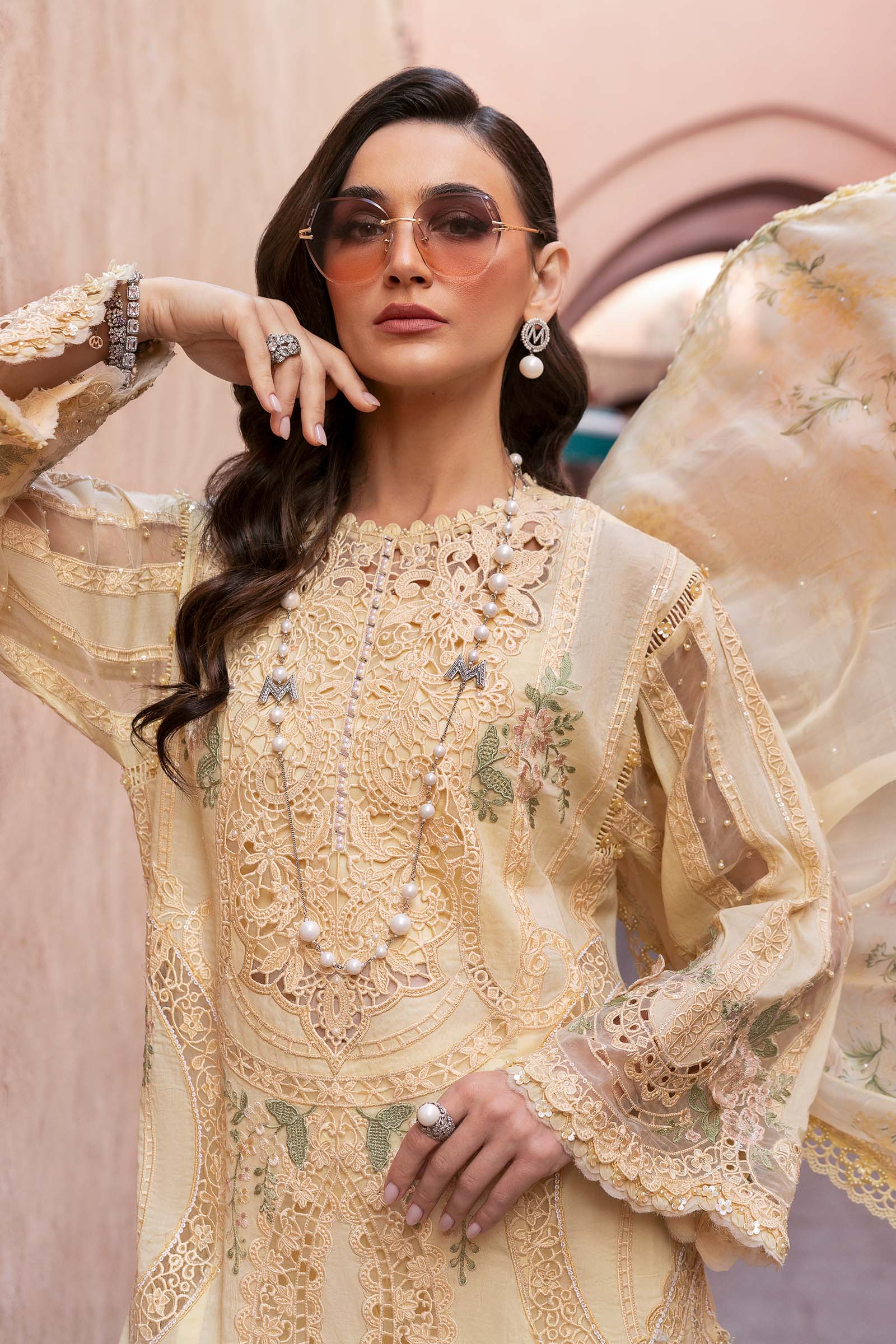 3 Piece Unstitched Embroidered Organza Suit | D-2509-A - Image 4