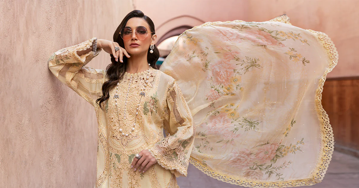 3 Piece Unstitched Embroidered Organza Suit | D-2509-A - Image 6
