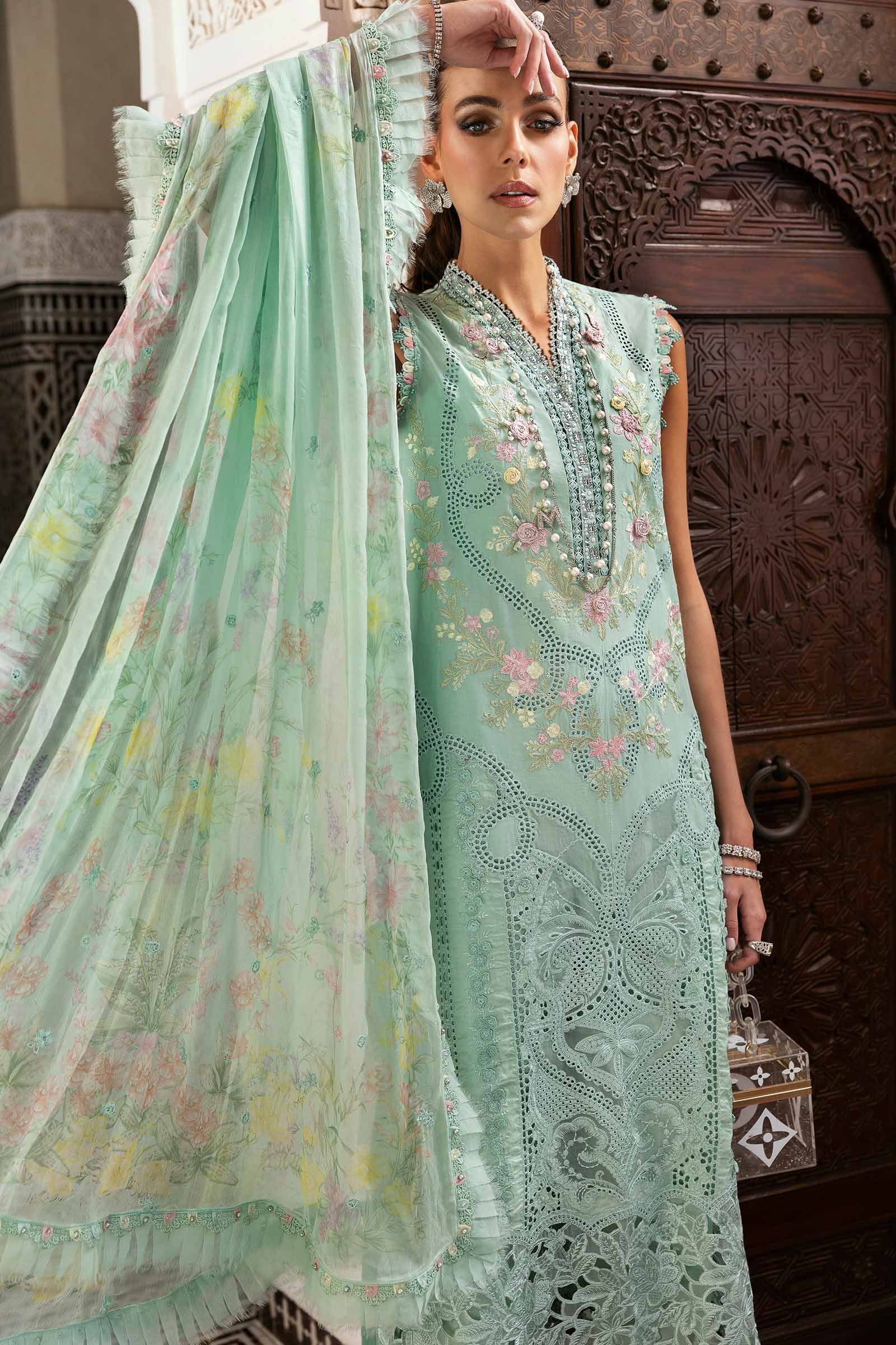 3 Piece Unstitched Embroidered Lawn Suit | D-2514-A - Image 4