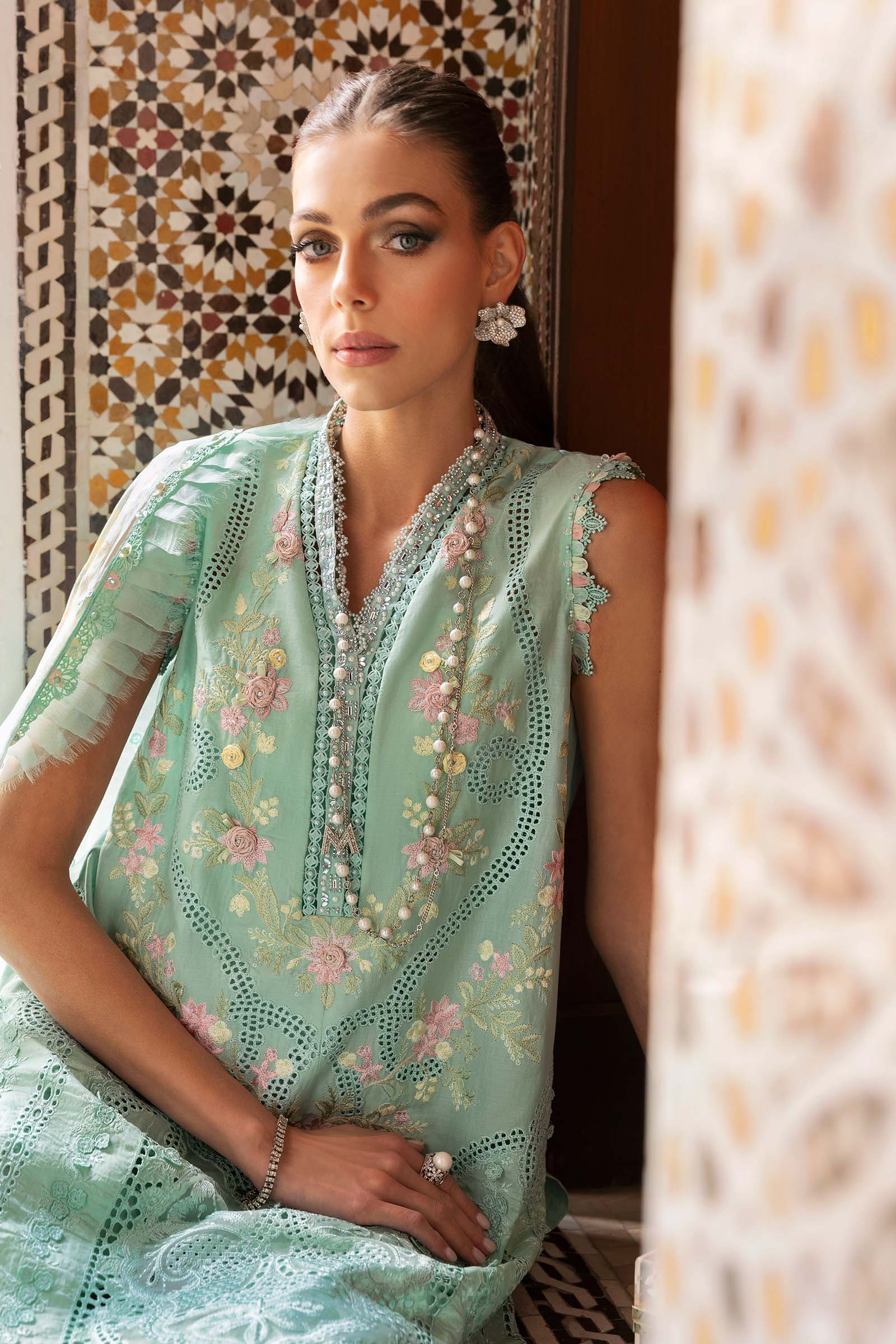 3 Piece Unstitched Embroidered Lawn Suit | D-2514-A - Image 6
