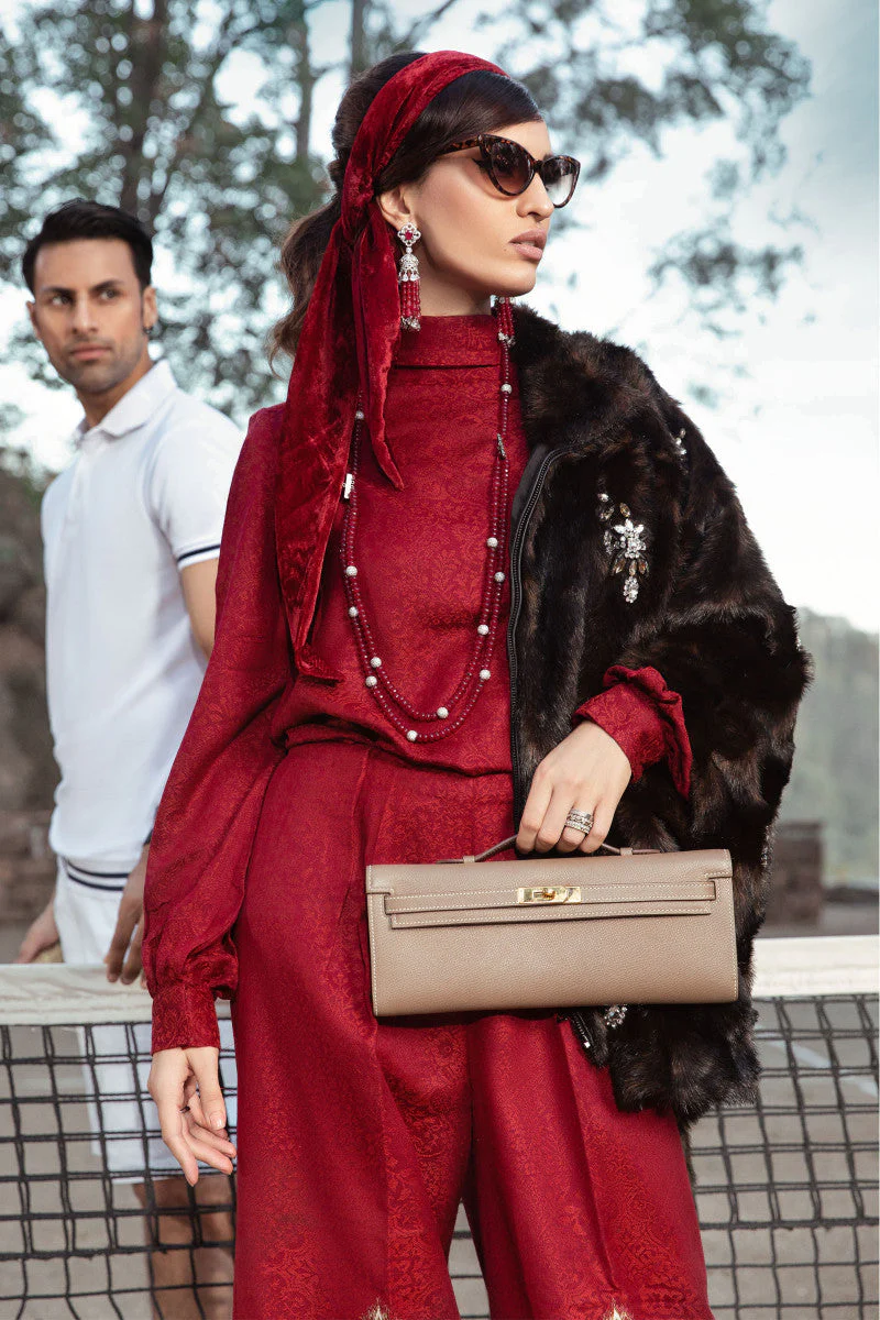 Unstitched Linen DL-1008-Maroon - Image 2