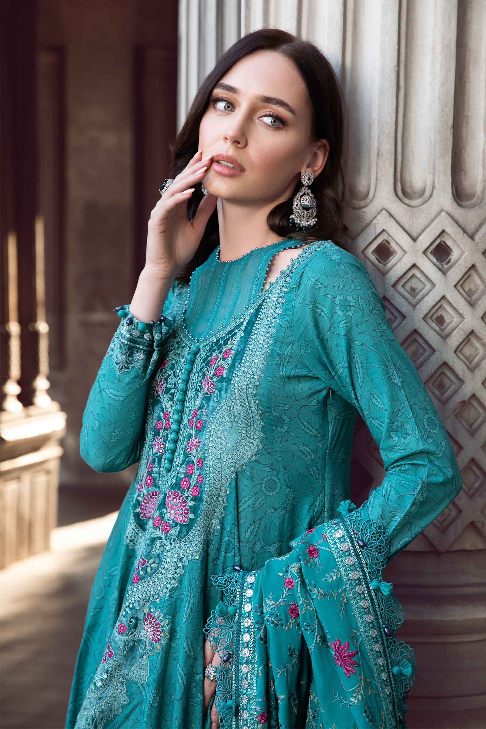 Unstitched Linen | Teal DL-1105 - Image 3
