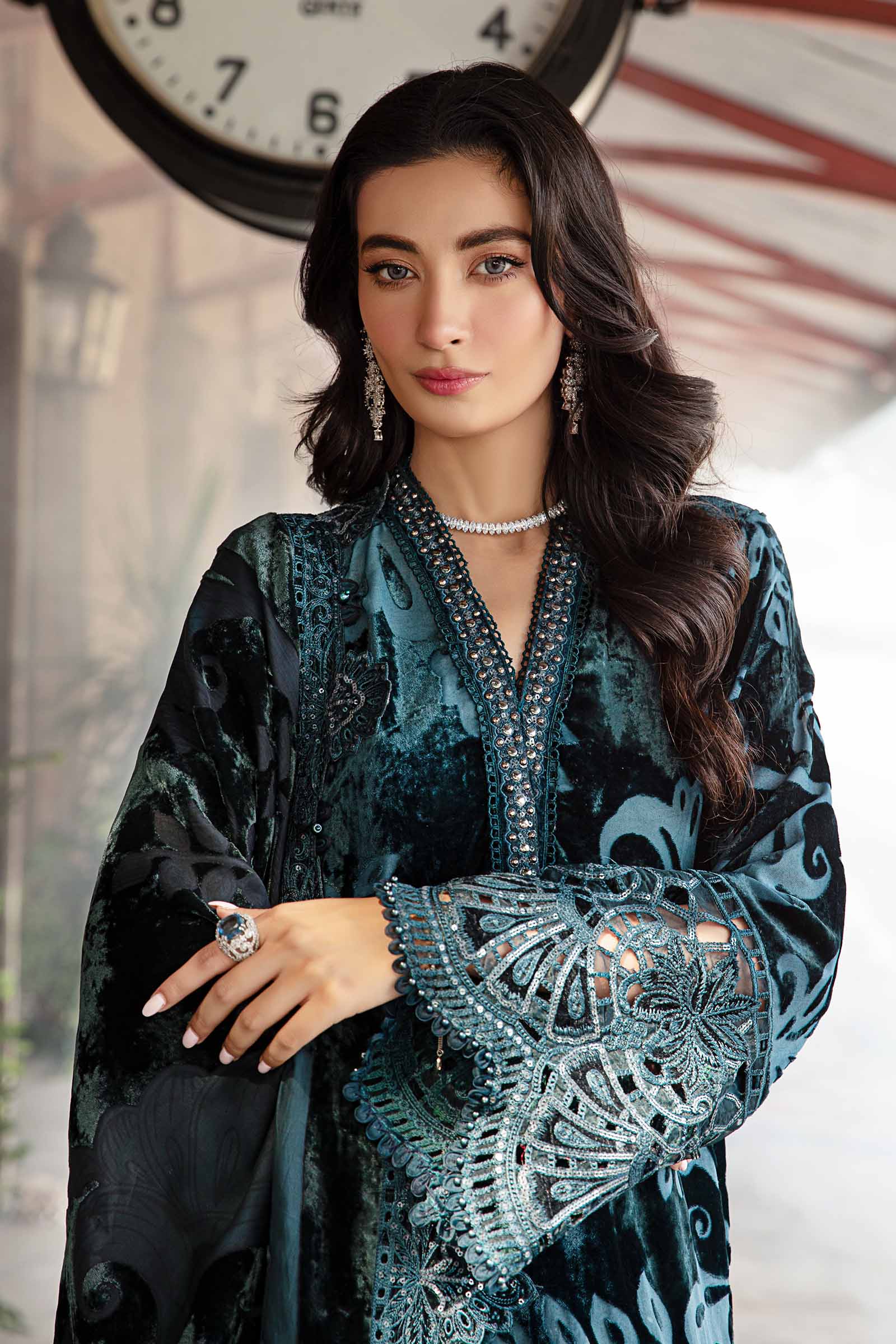 3 Piece Unstitched Embroidered Palachi Suit | DL-1203 - Image 2