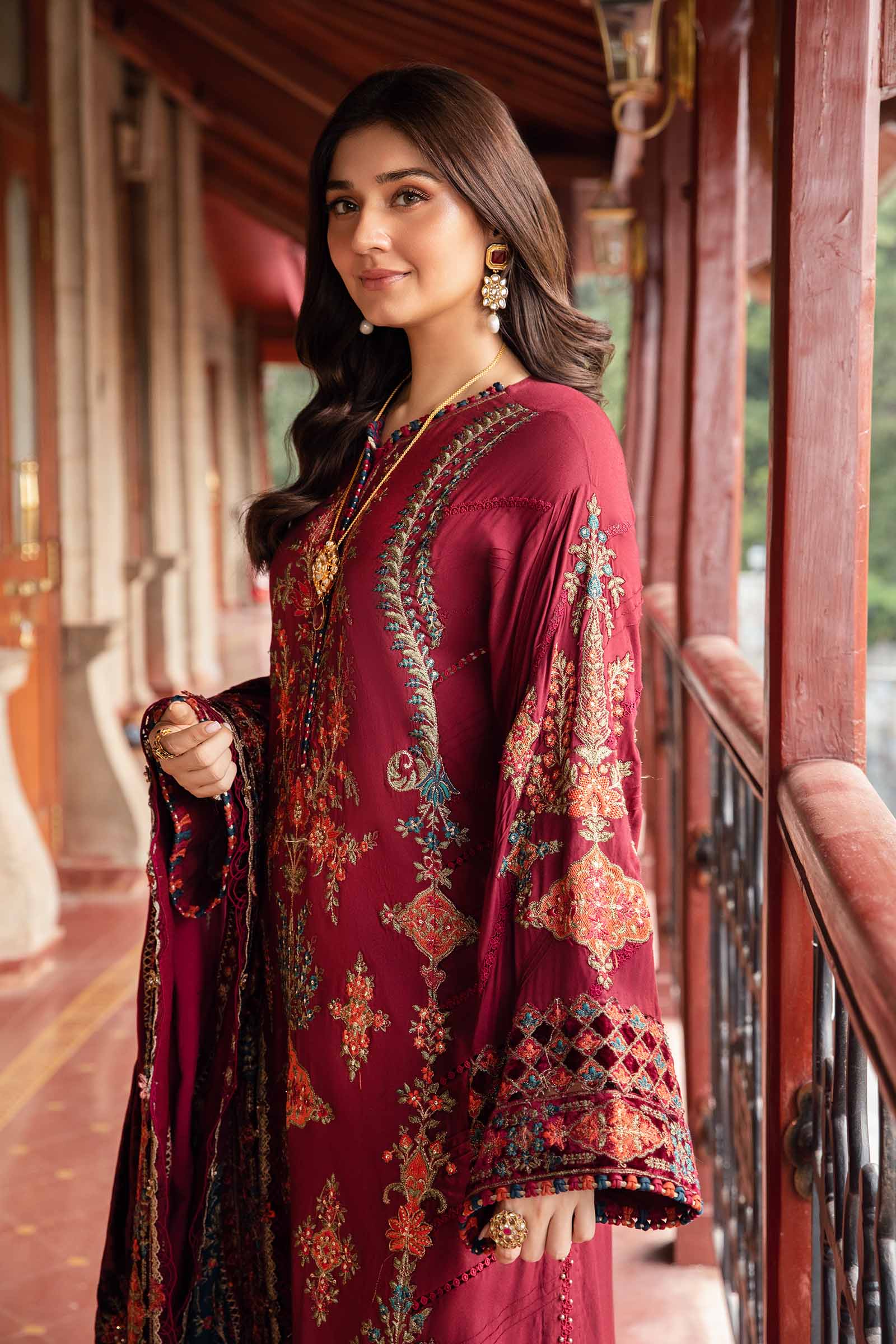 3 Piece Unstitched Embroidered Twill Linen Suit | DL-1210 - Image 3