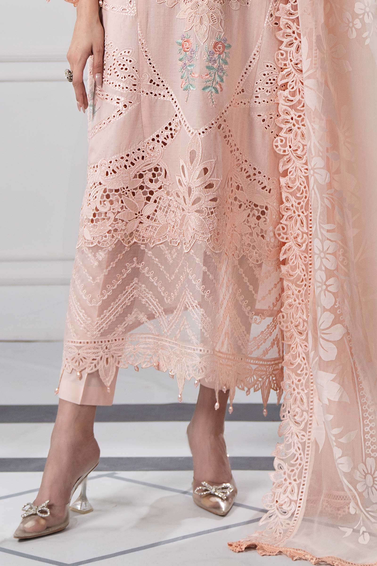 3 Piece Embroidered Dobby Lawn Suit | DS-2513-A - Image 5