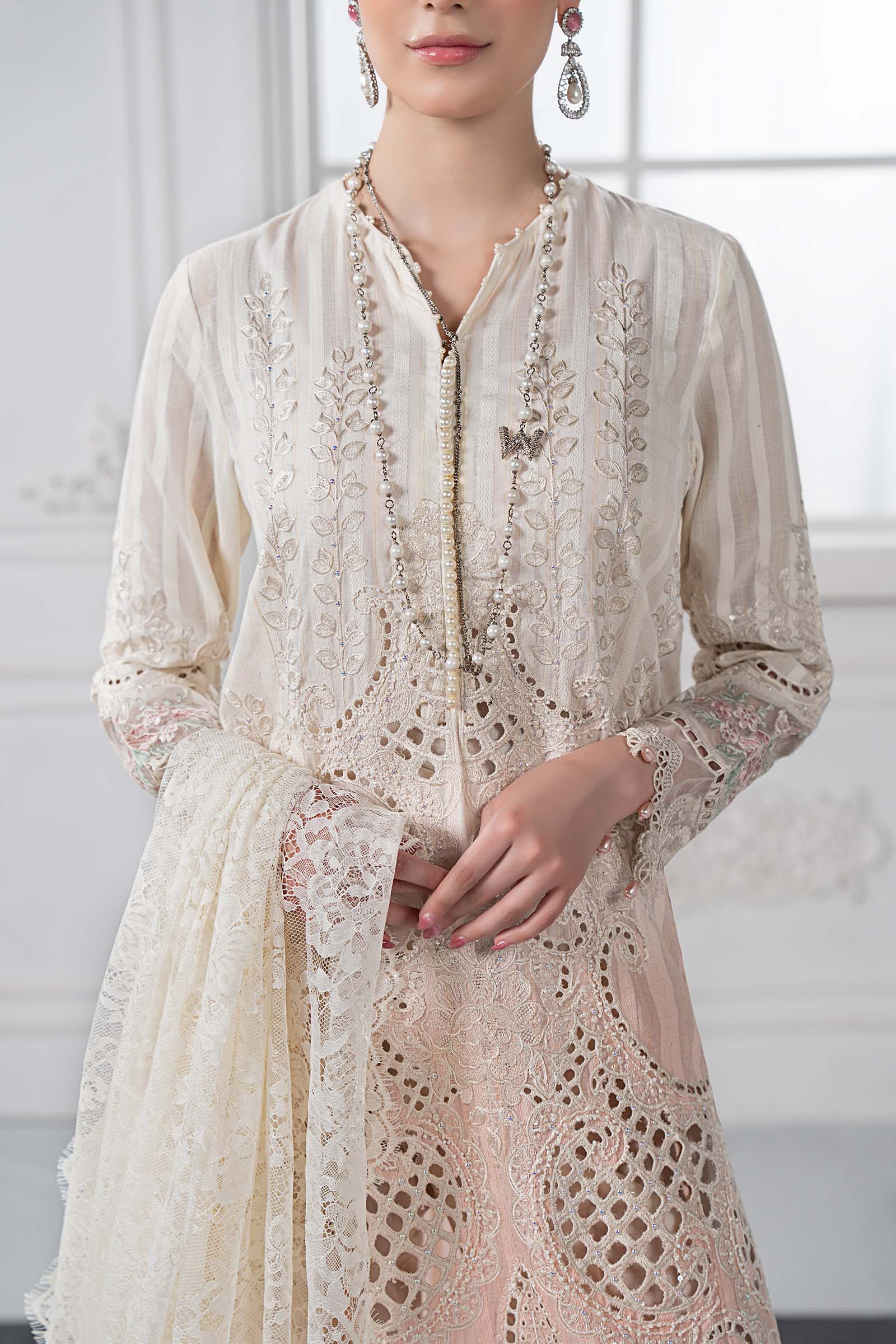 3 Piece Embroidered Dobby Lawn Suit | DS-2515-A - Image 3