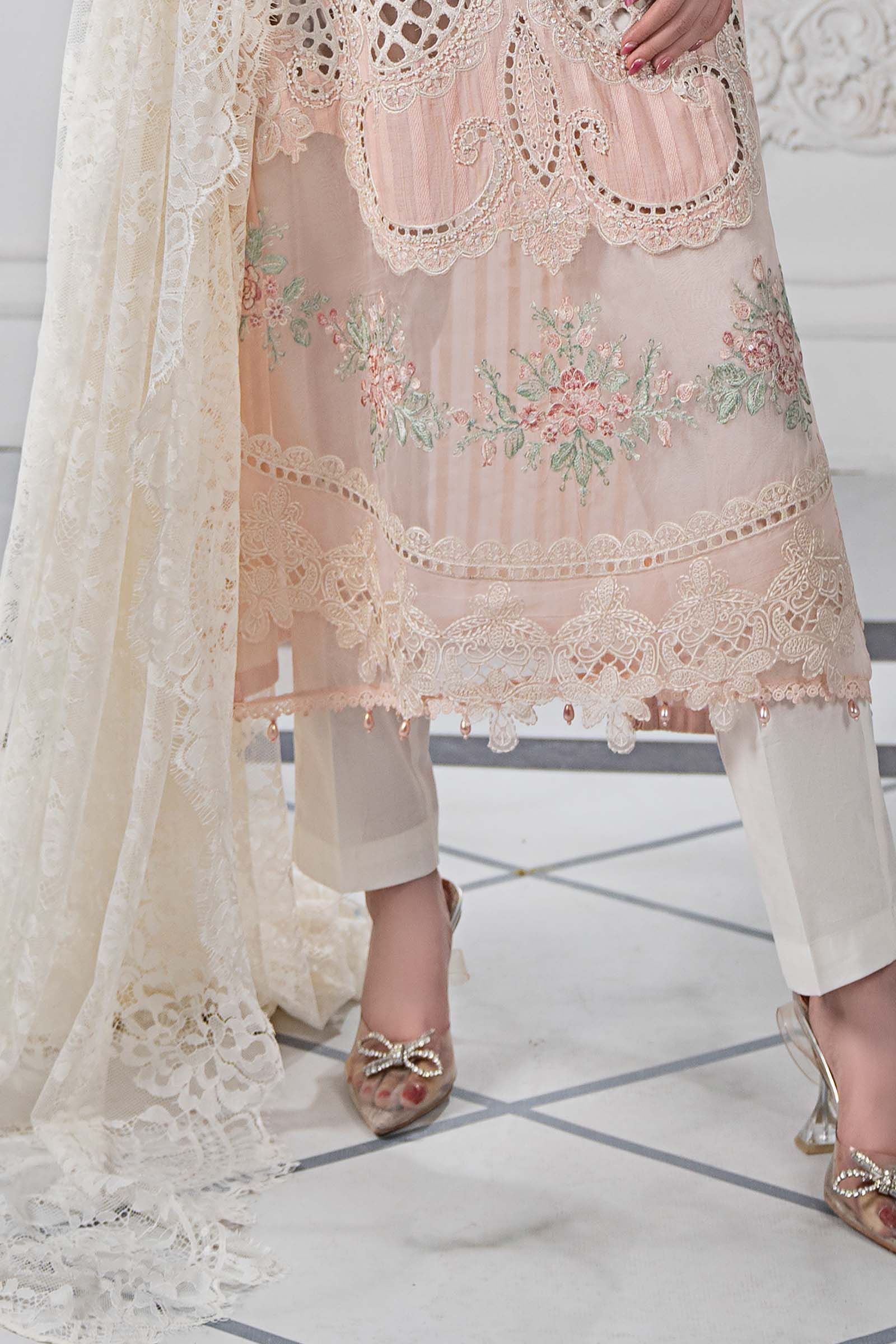 3 Piece Embroidered Dobby Lawn Suit | DS-2515-A - Image 4