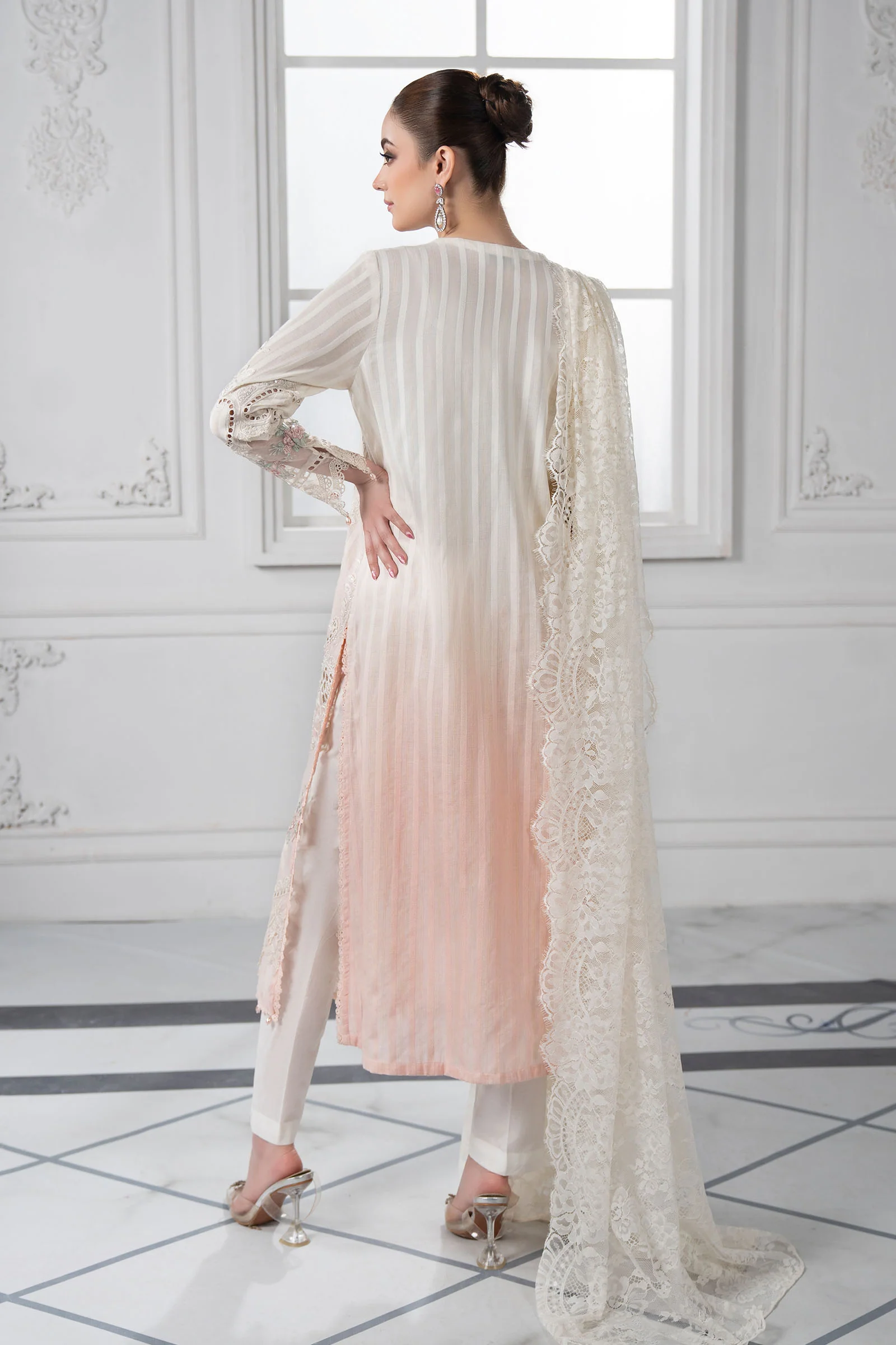 3 Piece Embroidered Dobby Lawn Suit | DS-2515-A - Image 7