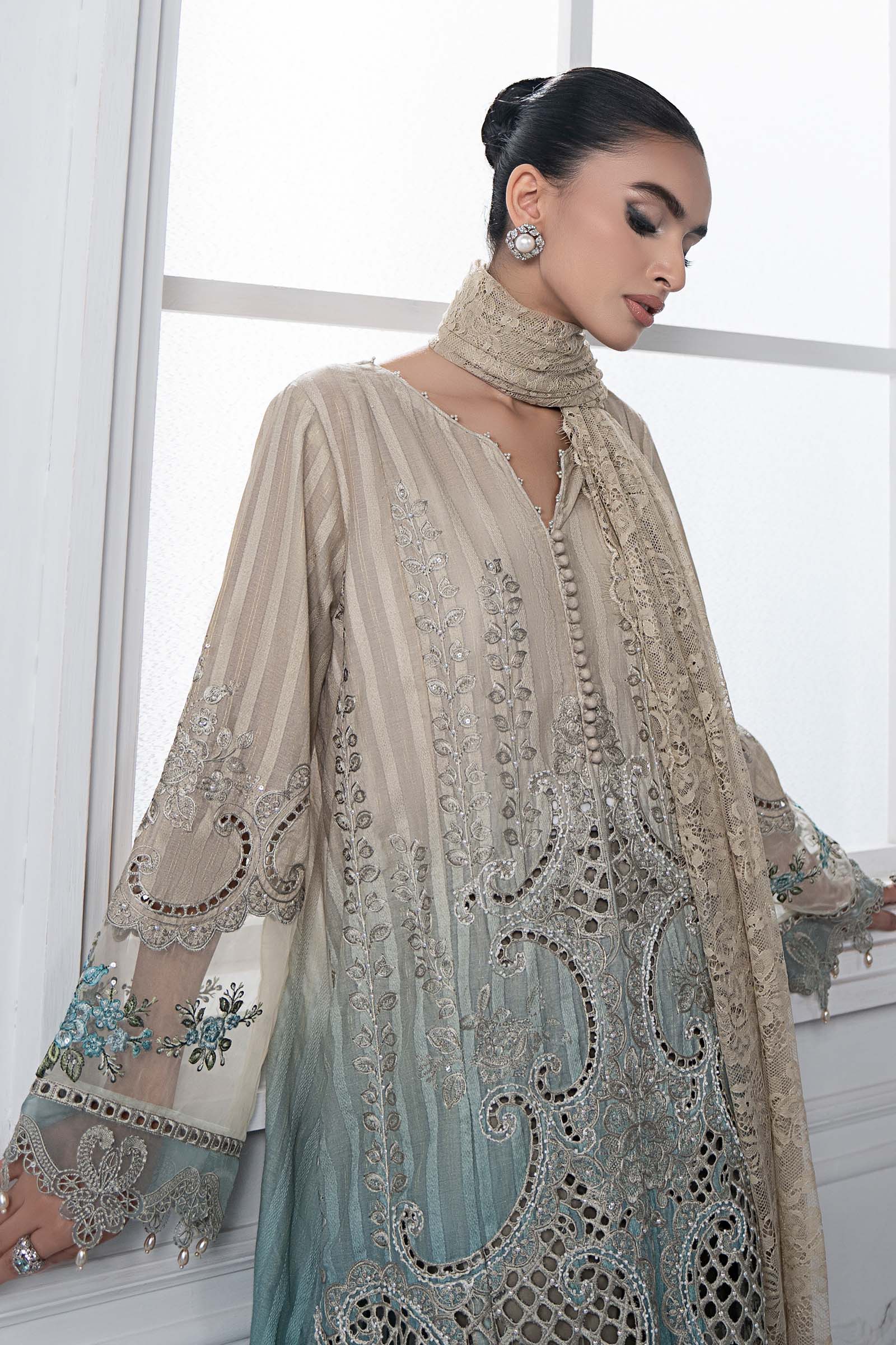 3 Piece Embroidered Dobby Lawn Suit | DS-2515-B - Image 2