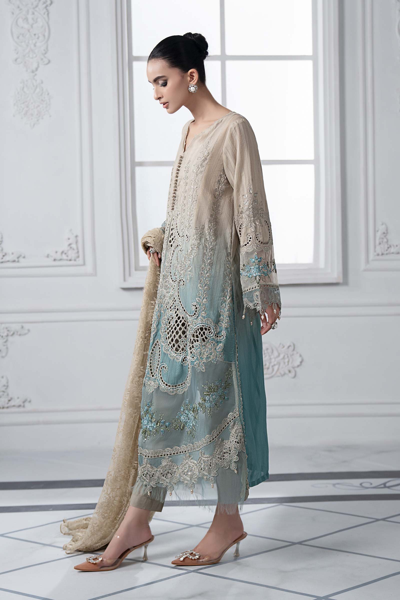 3 Piece Embroidered Dobby Lawn Suit | DS-2515-B - Image 6