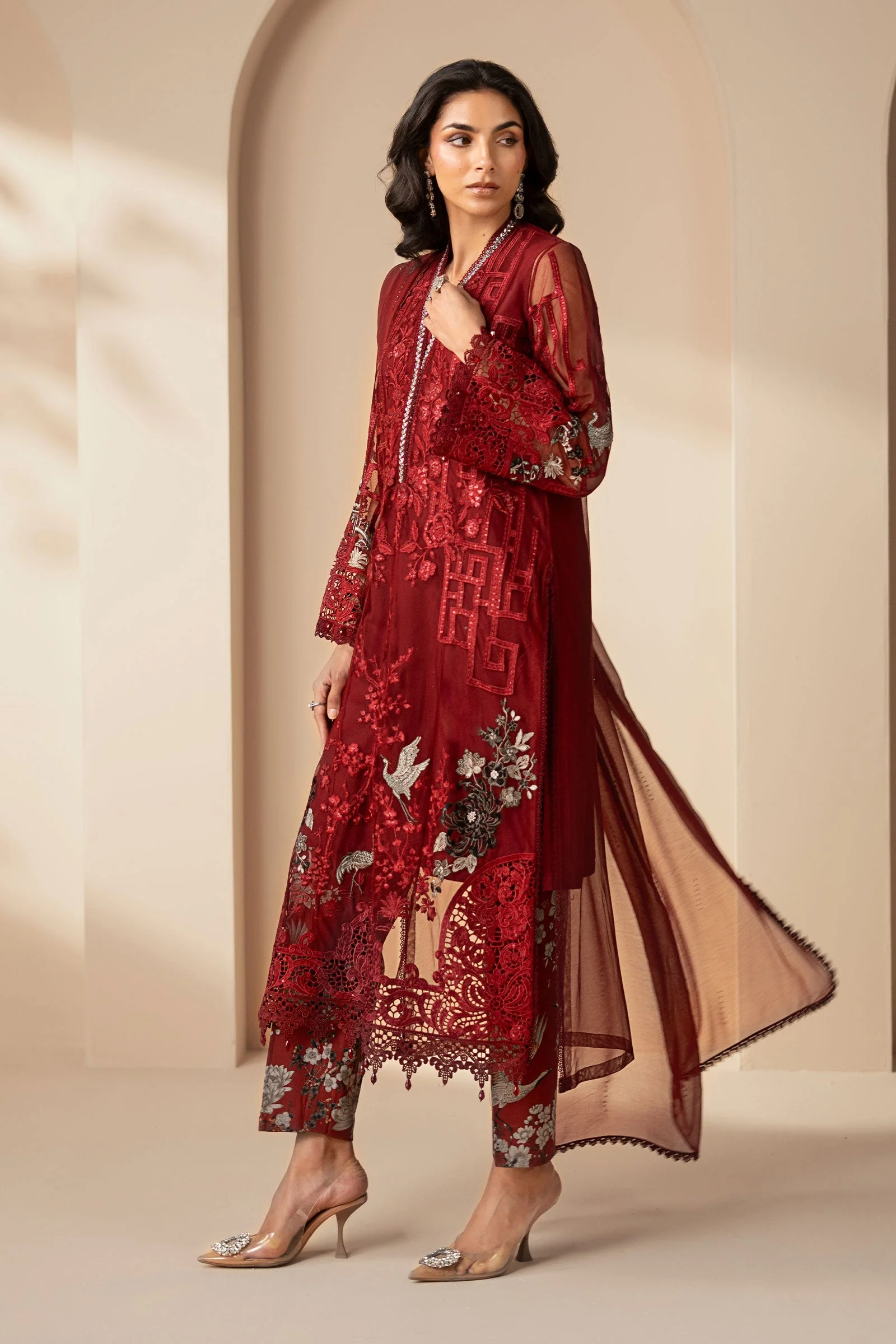 3 Piece Embroidered Net Suit - Image 3