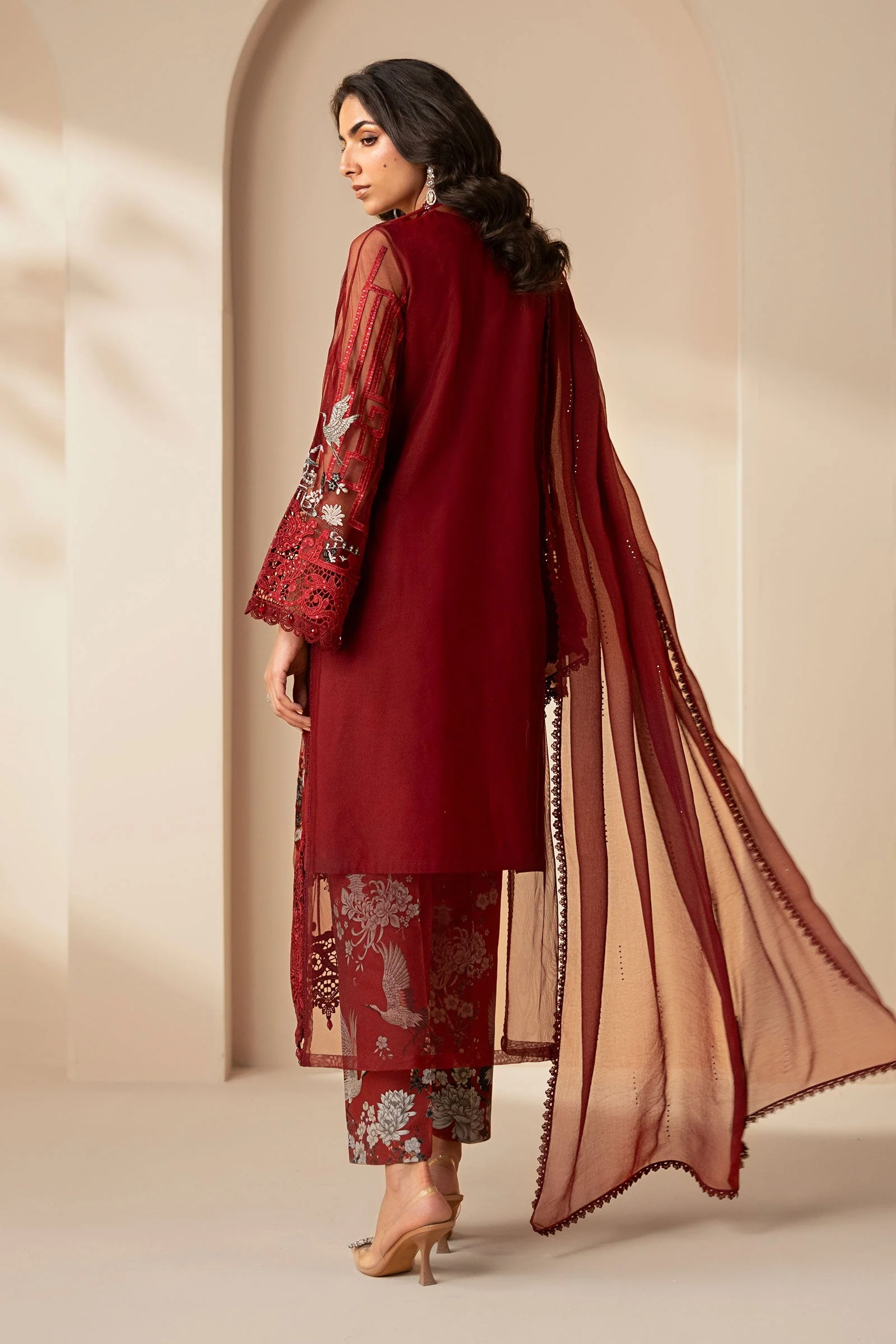 3 Piece Embroidered Net Suit - Image 4
