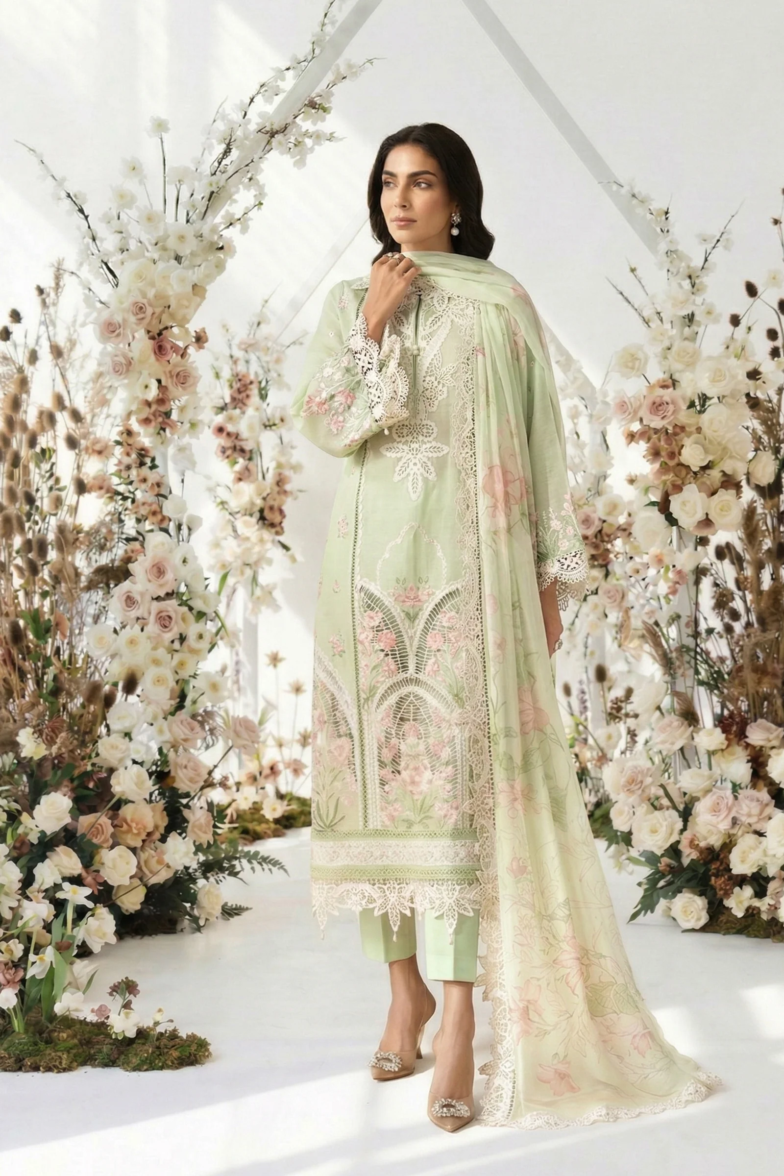 3 Piece Embroidered Lawn Suit - Image 3