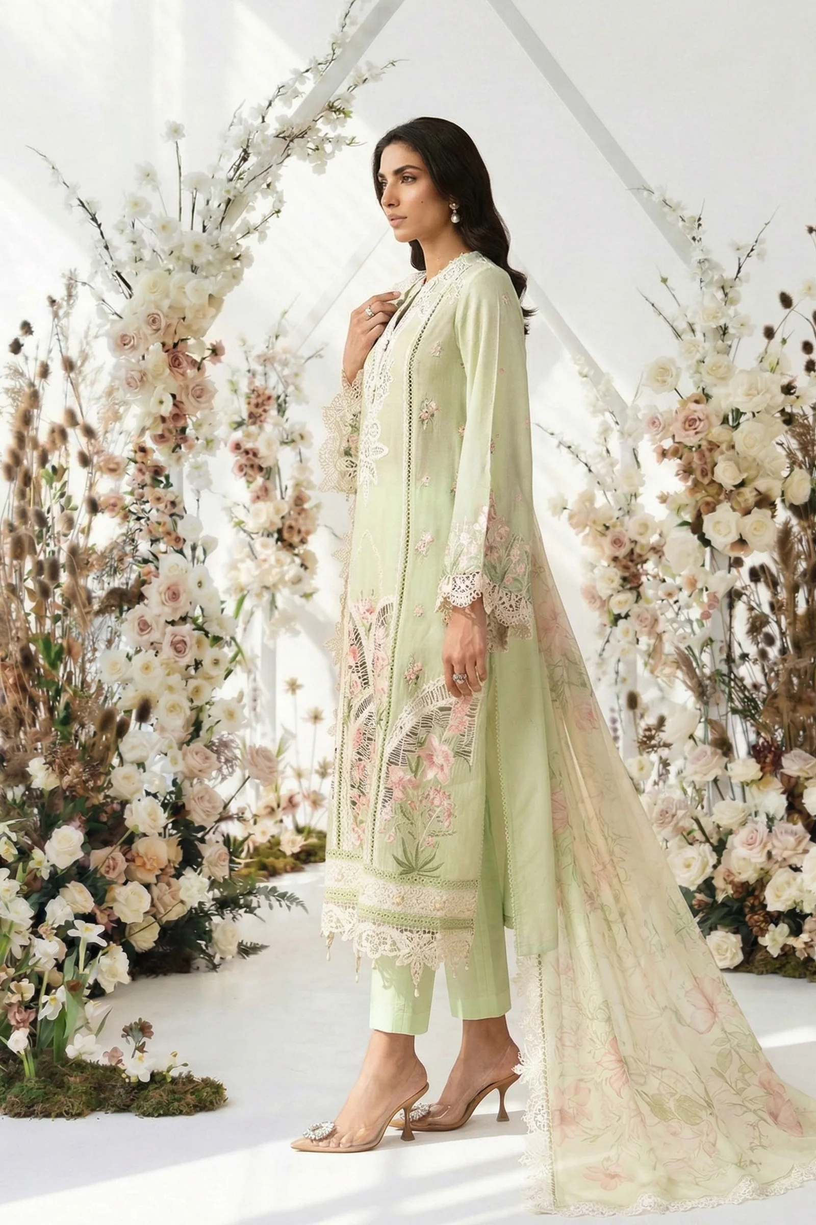 3 Piece Embroidered Lawn Suit - Image 4