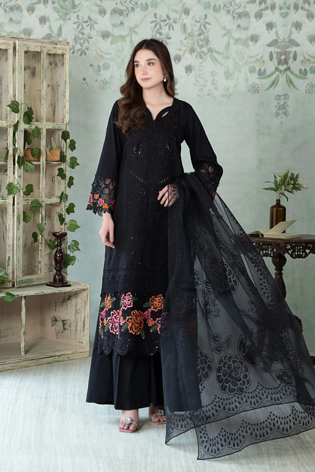 3 Piece Embroidered Dobby Lawn Suit