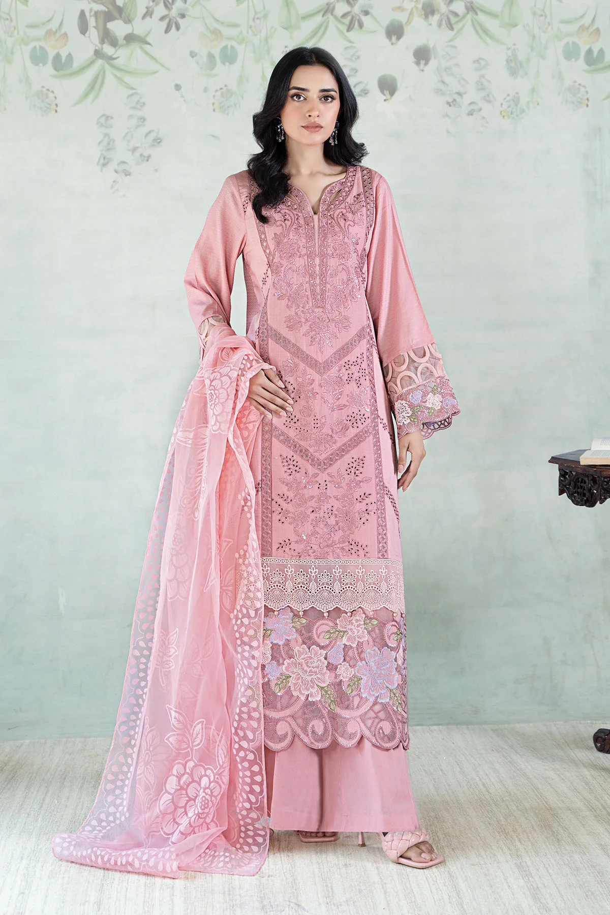 3 Piece Embroidered Dobby Lawn Suit