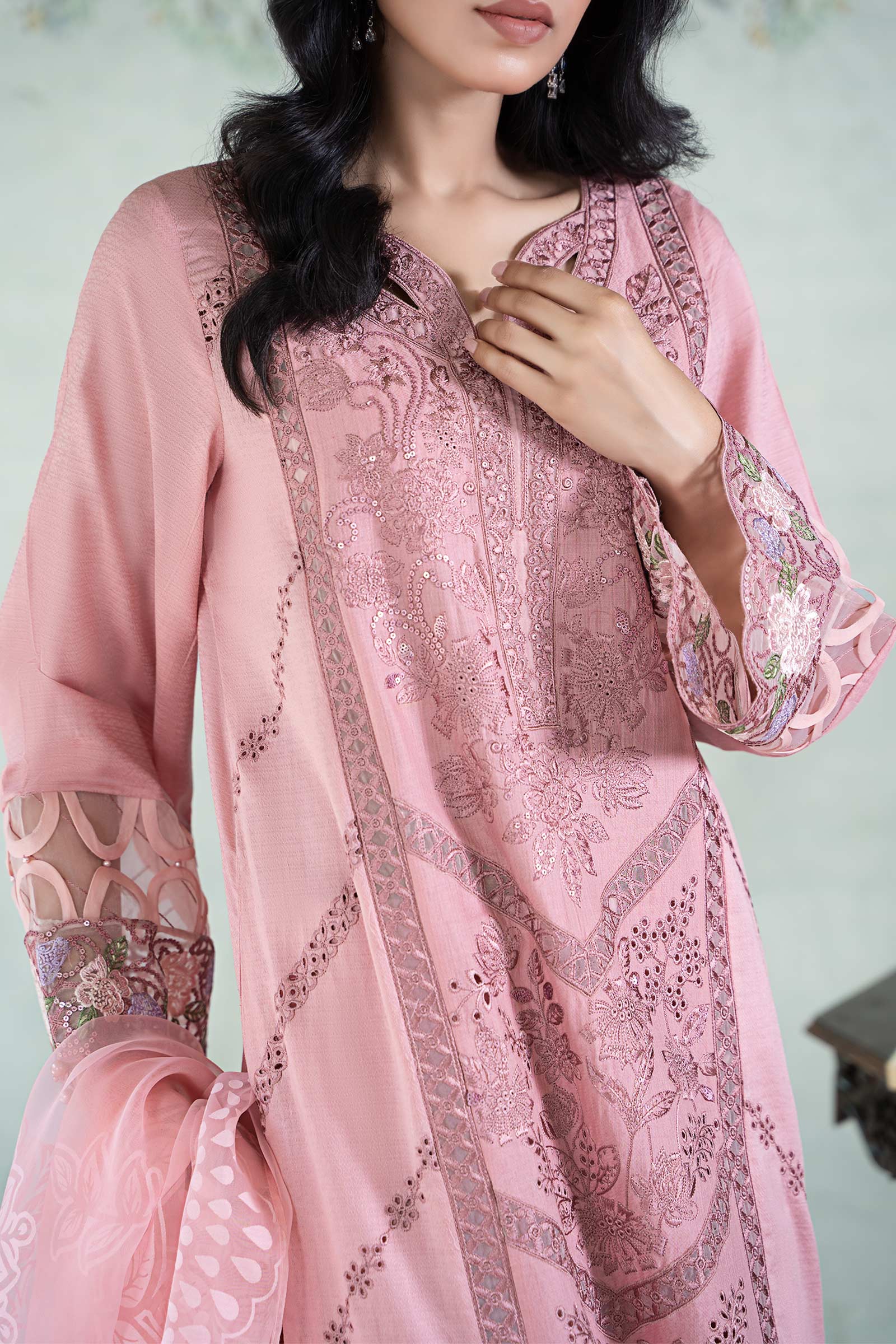 3 Piece Embroidered Dobby Lawn Suit - Image 3