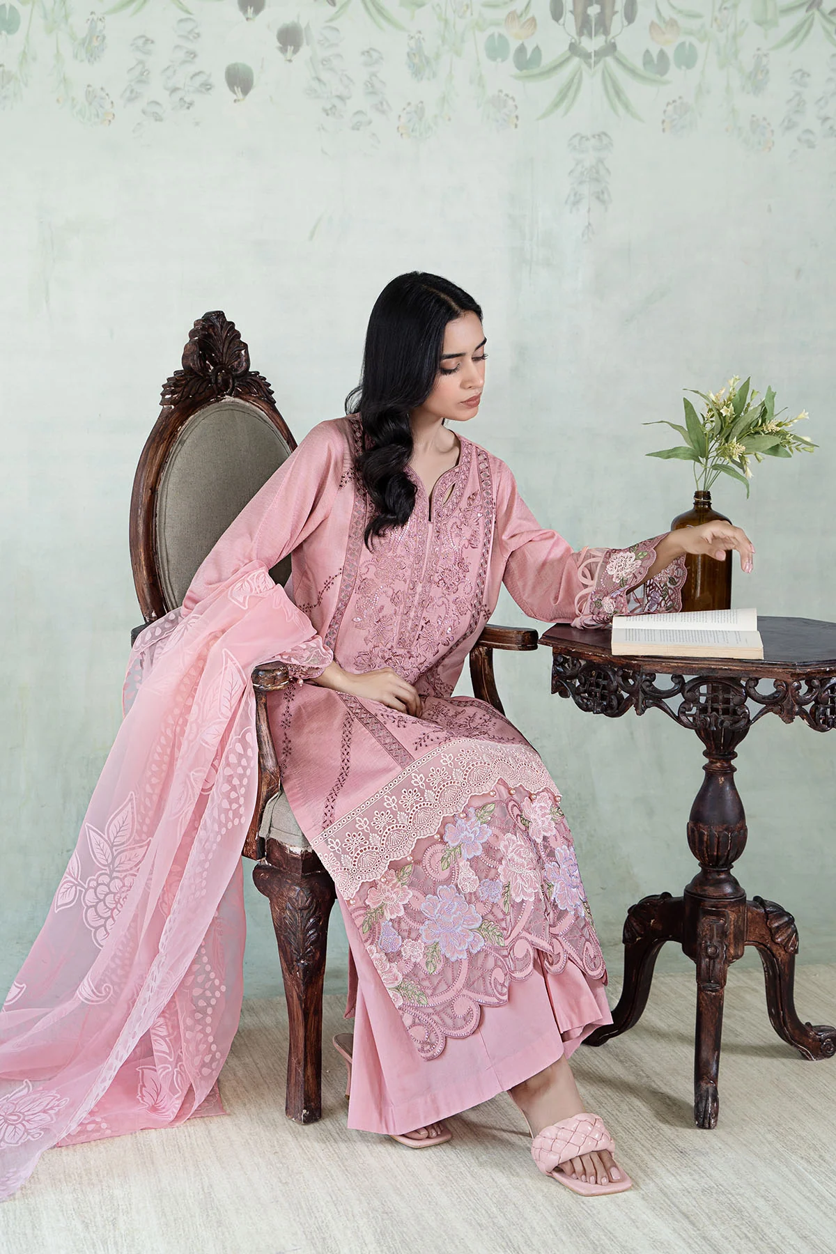 3 Piece Embroidered Dobby Lawn Suit - Image 7